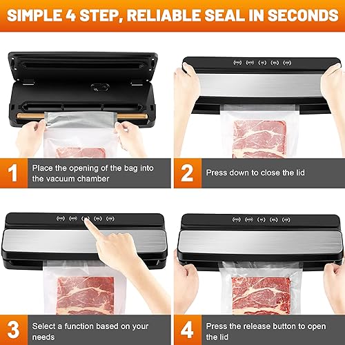 Miniatura 5 de Sumajuc Sellador al vacío para ahorro de alimentos máquina de embalaje para aspiradora con modo seco y húmedo para conservación y almacenamiento de