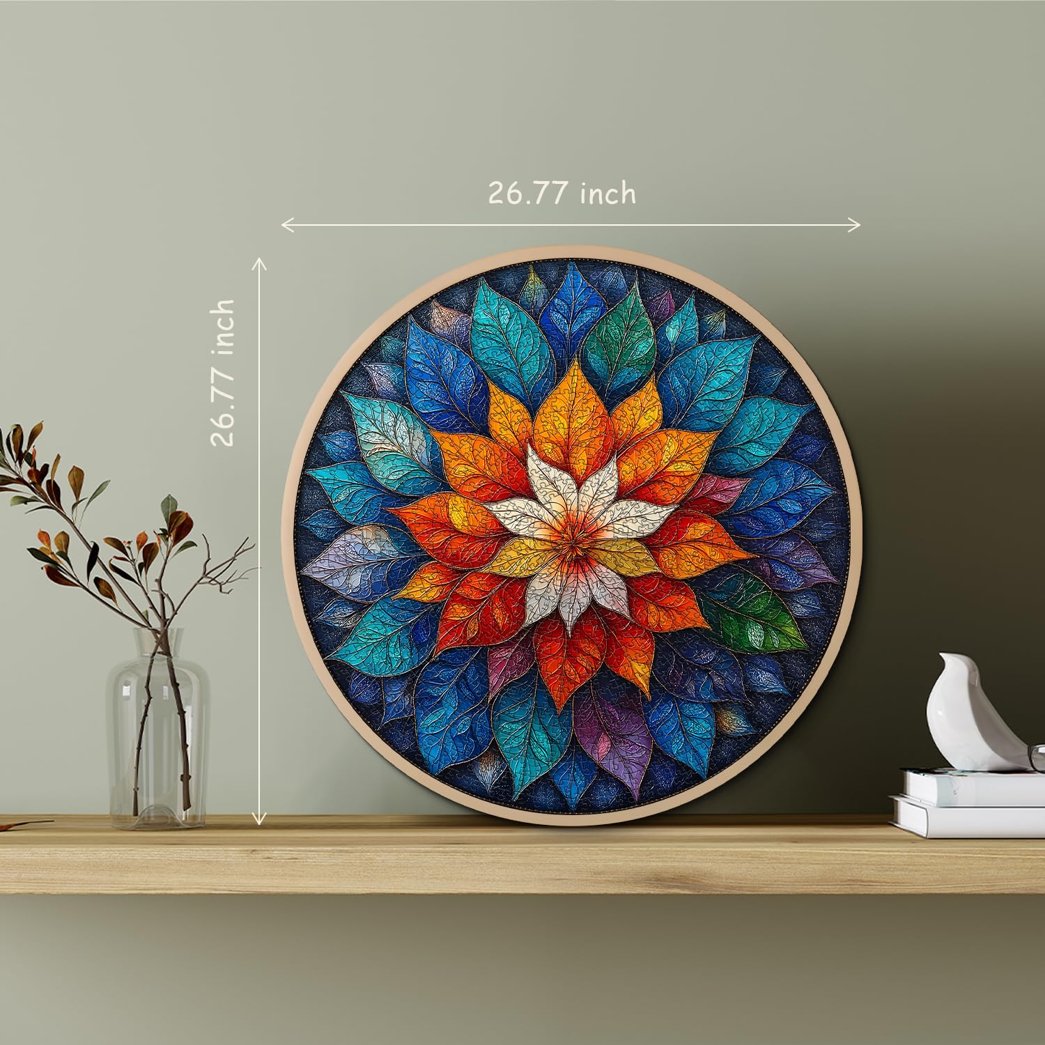 PICKFORU 1000-Piece Round Mandala Puzzle - Colorful Floral Leaf Design, Challenging Adult Jigsaw Puzzle - View #4