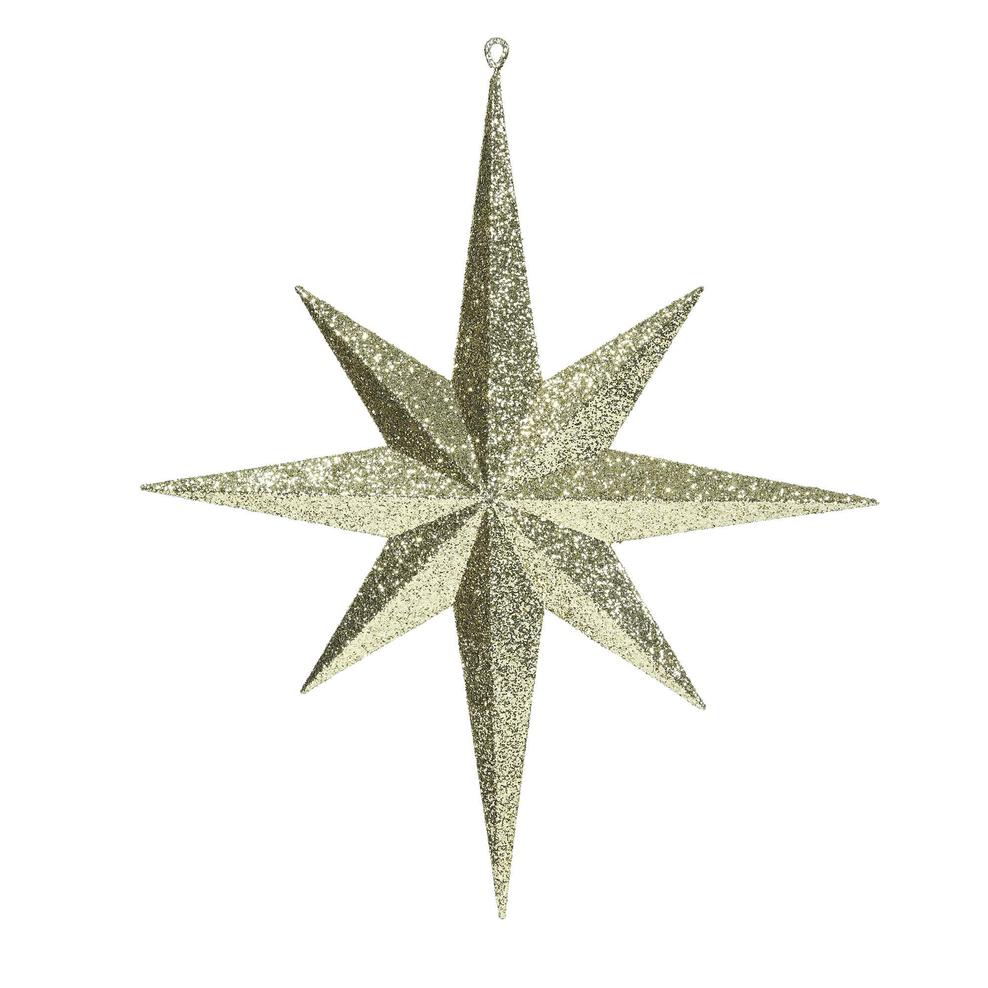 Vickerman M167201 Plastic Iridescent Glitter Bethlehem Star - Juego de 4 Cajas, Dorado, 15.75"