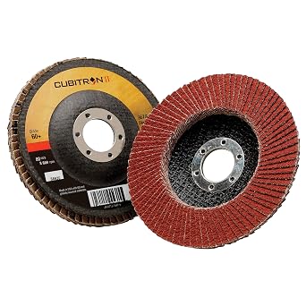 3M Cubitron II Flap Disc 967A, 60+, T29, 4-1/2 in x 7/8 in, Pack of 10, Medium Pressure Applications, Light Deburring, Scale Removal, Oxide Removal, Surface Prep