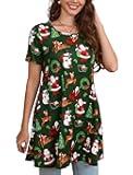 Womens Tunic Tops Short Sleeve Plus Size Summer Tunic Tops to Wear with Leggings Printed T-Shirt Floral Blouses