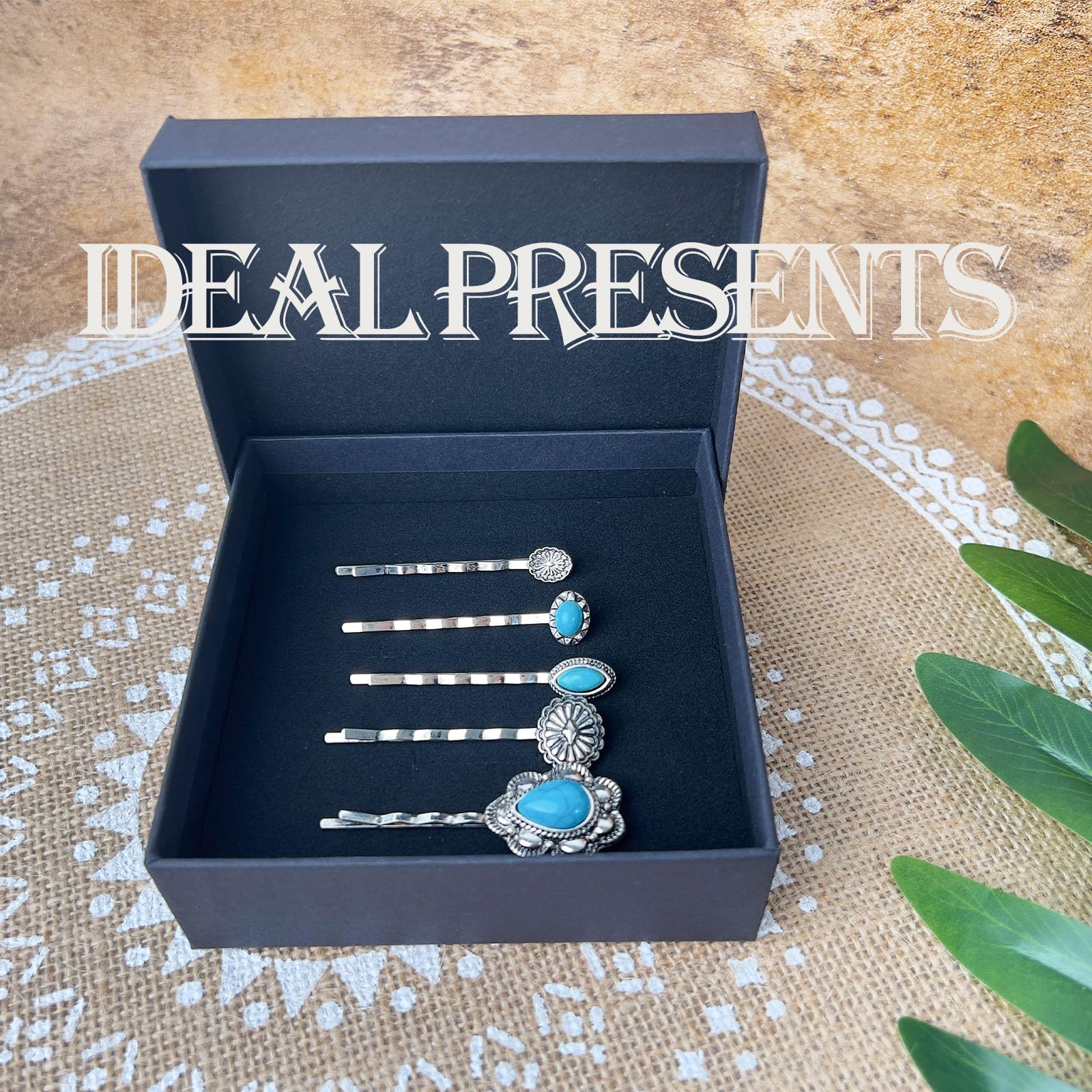 Haarspangen Damen Western Türkis 5er Set Dekorative Bobby Pins Boho Haarspangen
