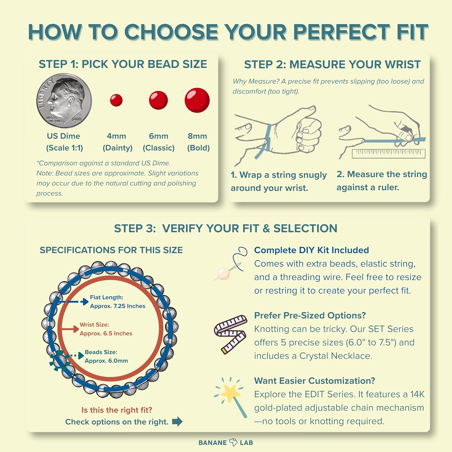 Natural Crystal Beads Stretch Bracelet for Women Men, Handmade Crystal Beaded Spiritual Energy Healing Gemstone Yoga Chakra Jewelry, Gifts for Her Him, DIY Kit Included, Fits 6.5" Wrist - Image 3