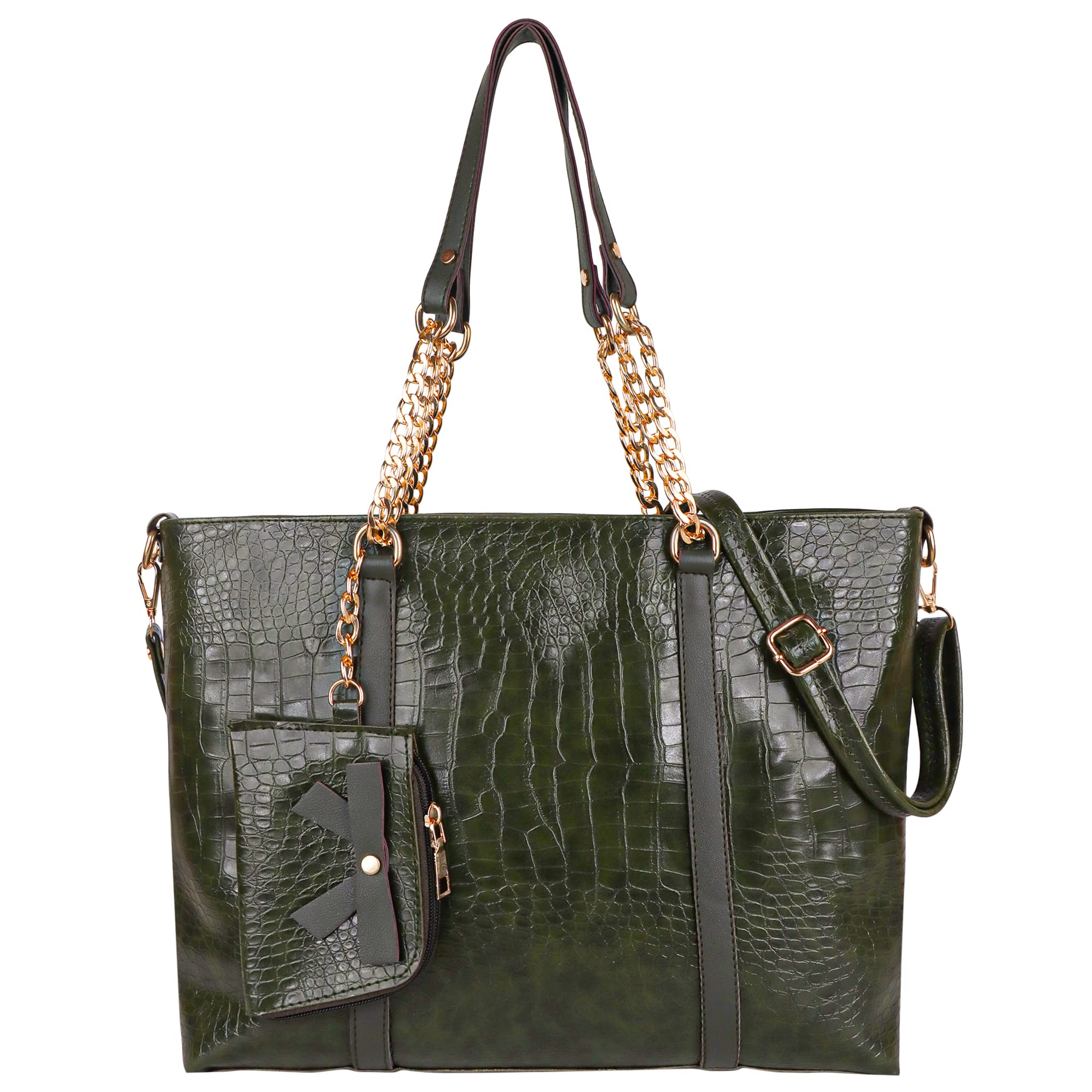 ALIZA Spacious handbag shoulder tote bag with a pouch for Girls and Women (GREEN) (B0BJCDQS3H) Amazon Price History, Amazon Price Tracker
