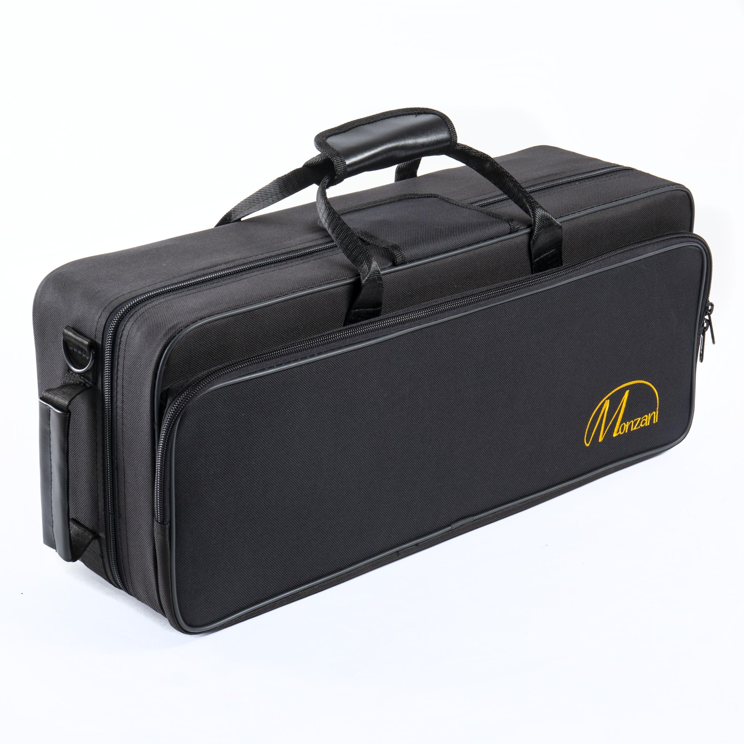 Monzani MZTR-118 Bb-Trompete, Anthrazit, Messing Schallbecher, Edelstahl Ventile, Kupfer Mundrohr, Heller Klang, Inklusive Mundstück und Hardcase, Ideal für Einsteiger und Zweitinstrument
