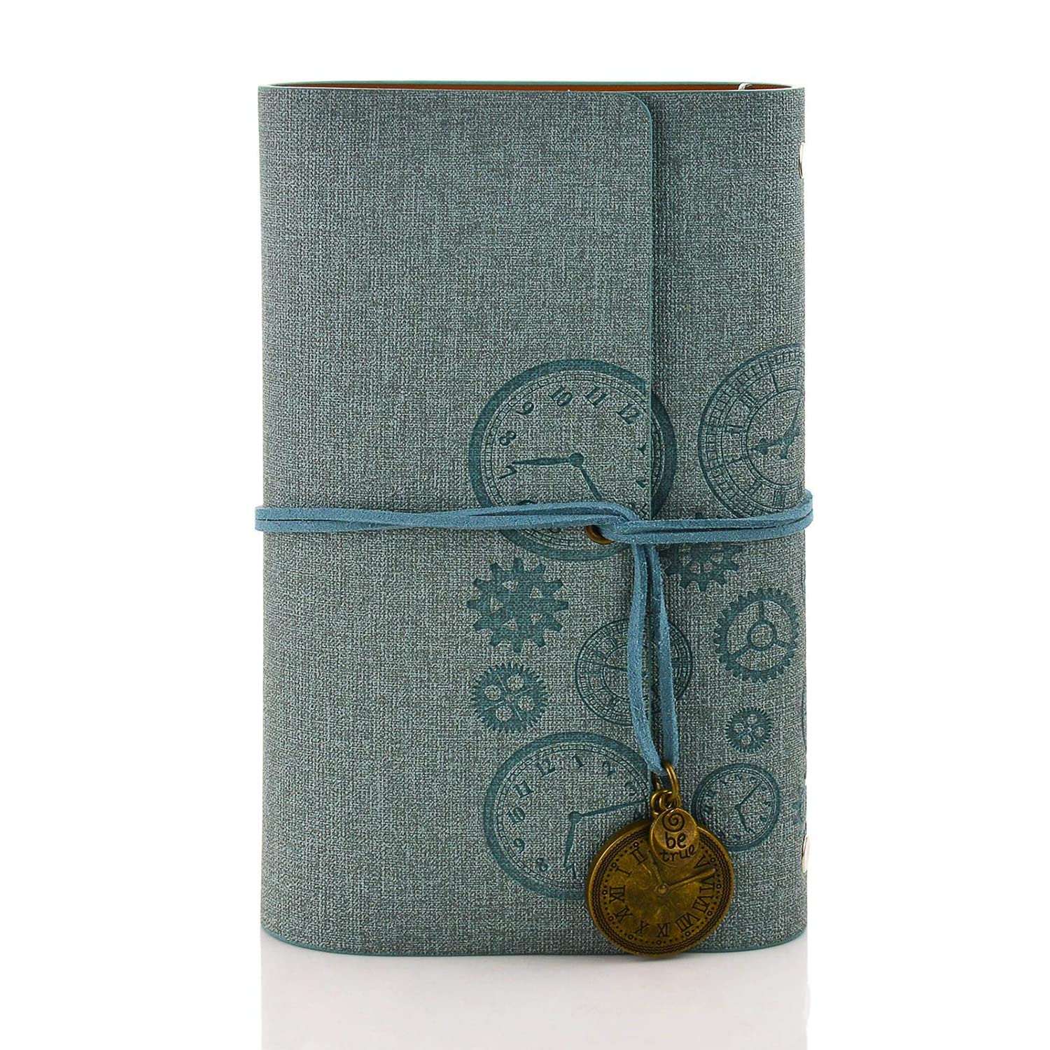 Leather Writing Journal Notebook, Vintage Notebook, journal leather-bound, Classic Spiral Bound Notepad Refillable Diary Sketchbook with Unlined Travel Diary, Retro Pendants, for Girls and Boys(Green)