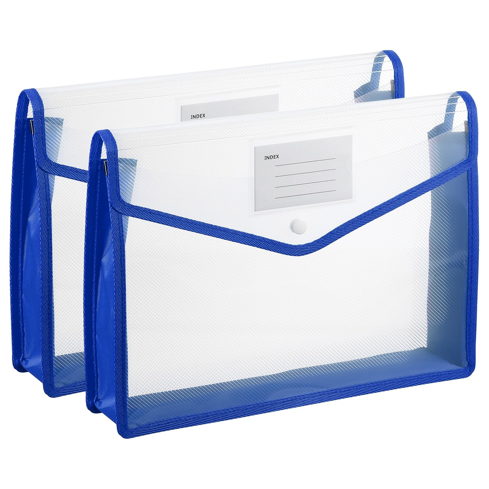 PATIKIL Plastic Expanding File Folders, 2 Pack A4 File Folder Envelopes Letter Size Document Organizer Supplies with Snap Closure for Classroom Office, Blue, Horizontal