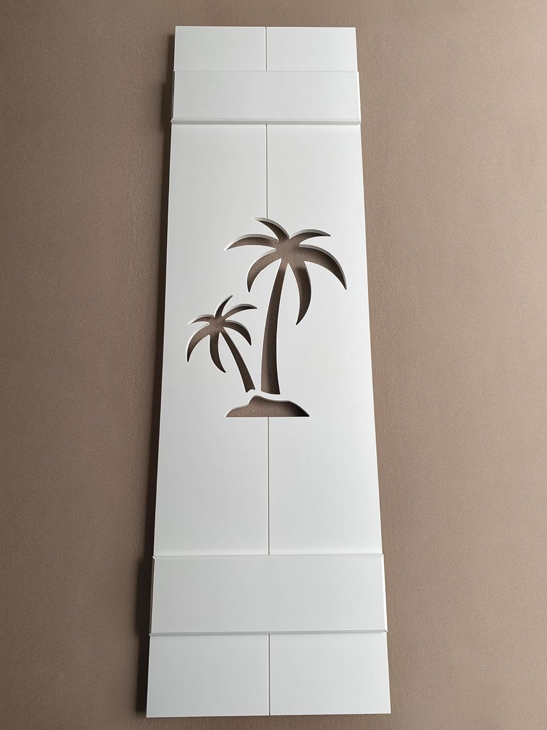 Double Palm Tree Shutter, Custom Exterior PVC, Coastal Decor-Sold Individually (Width: 11.5, Height: 48.5)