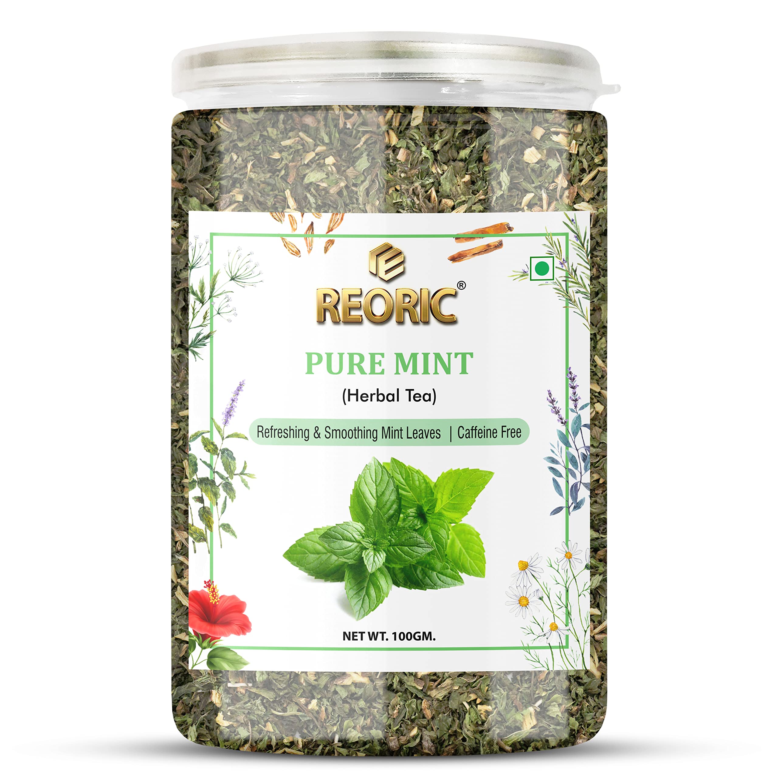REORIC Organic Mint Herbal Tea- 100g | Spearmint Herbal Green Tea | Relieves Stress & Improves Immunity | Refreshing & Smoothing Mint Tea Leaves| Relaxing Mint Tea | Spearmint Tea| Spearmint Green Tea (B0BD1NJDM5) Amazon Price History, Amazon Price Tracker