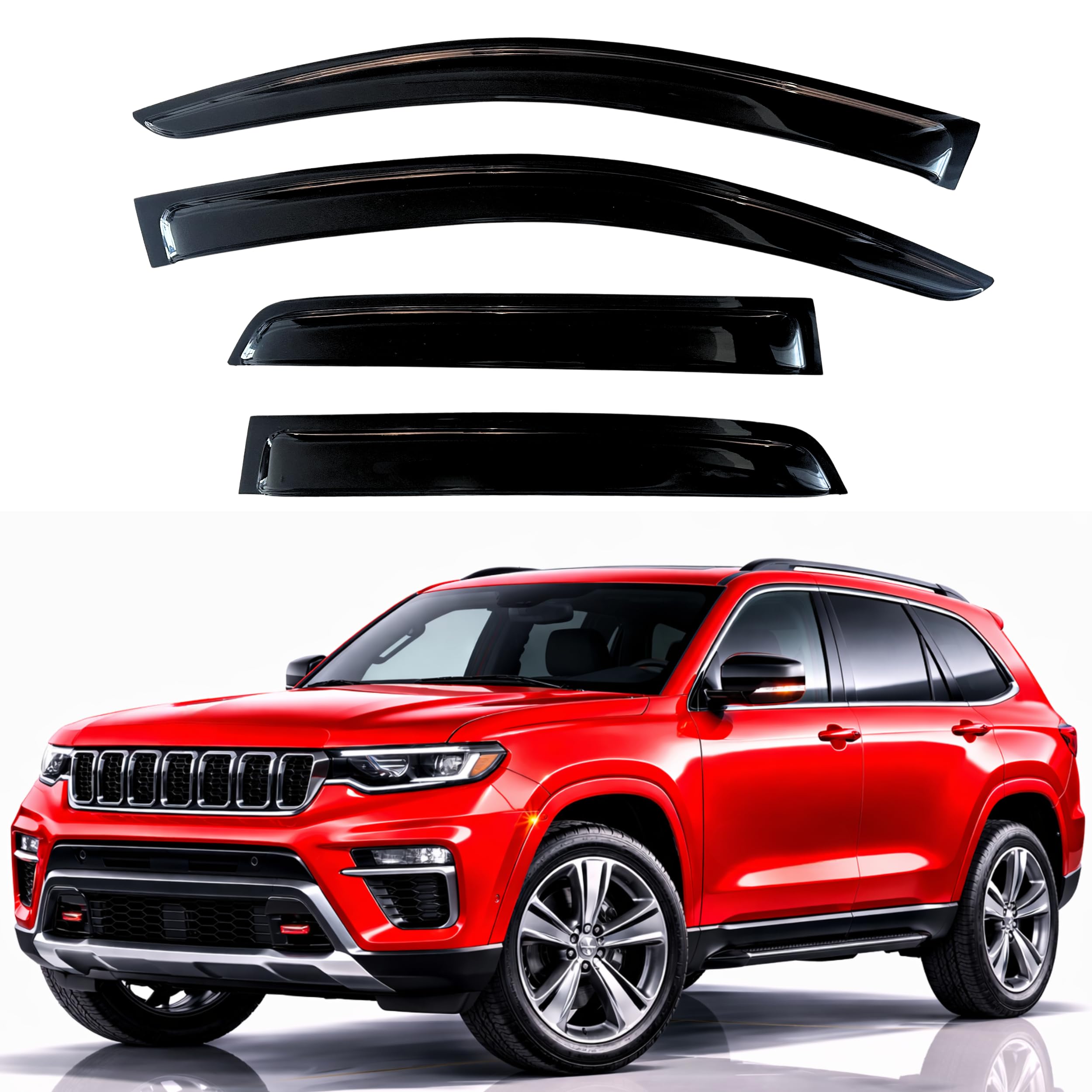 KPY Rain Guards Fit for 2022-2026 Jeep Grand Cherokee, Out-Channel Window Visors Vent Wind Deflectors 4PC, Car Accessories for 22-26 Grand Cherokee (Excludes L Model)