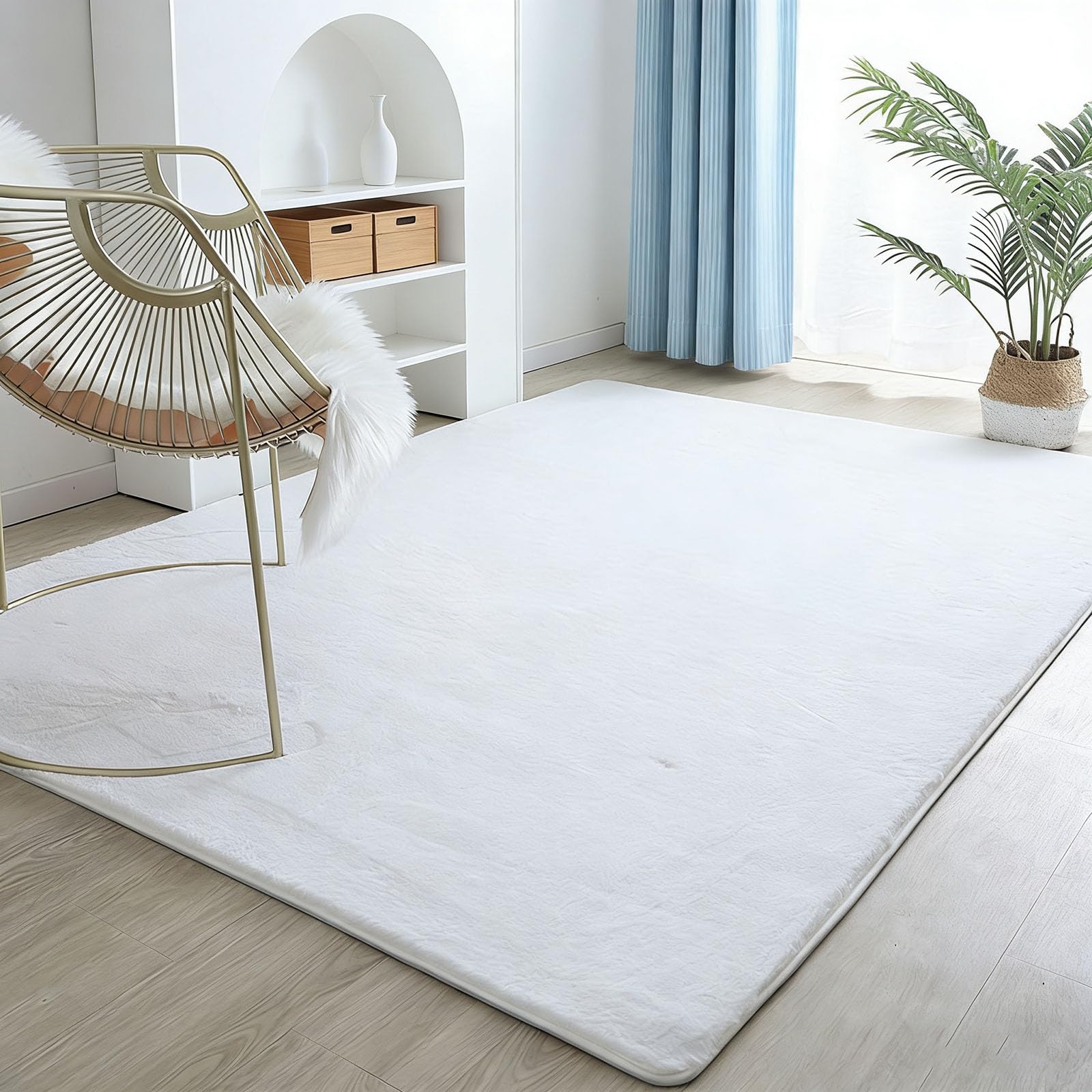 Tapis chambre adulte 70x270 cm blanc pour couloir et salon cocooning
