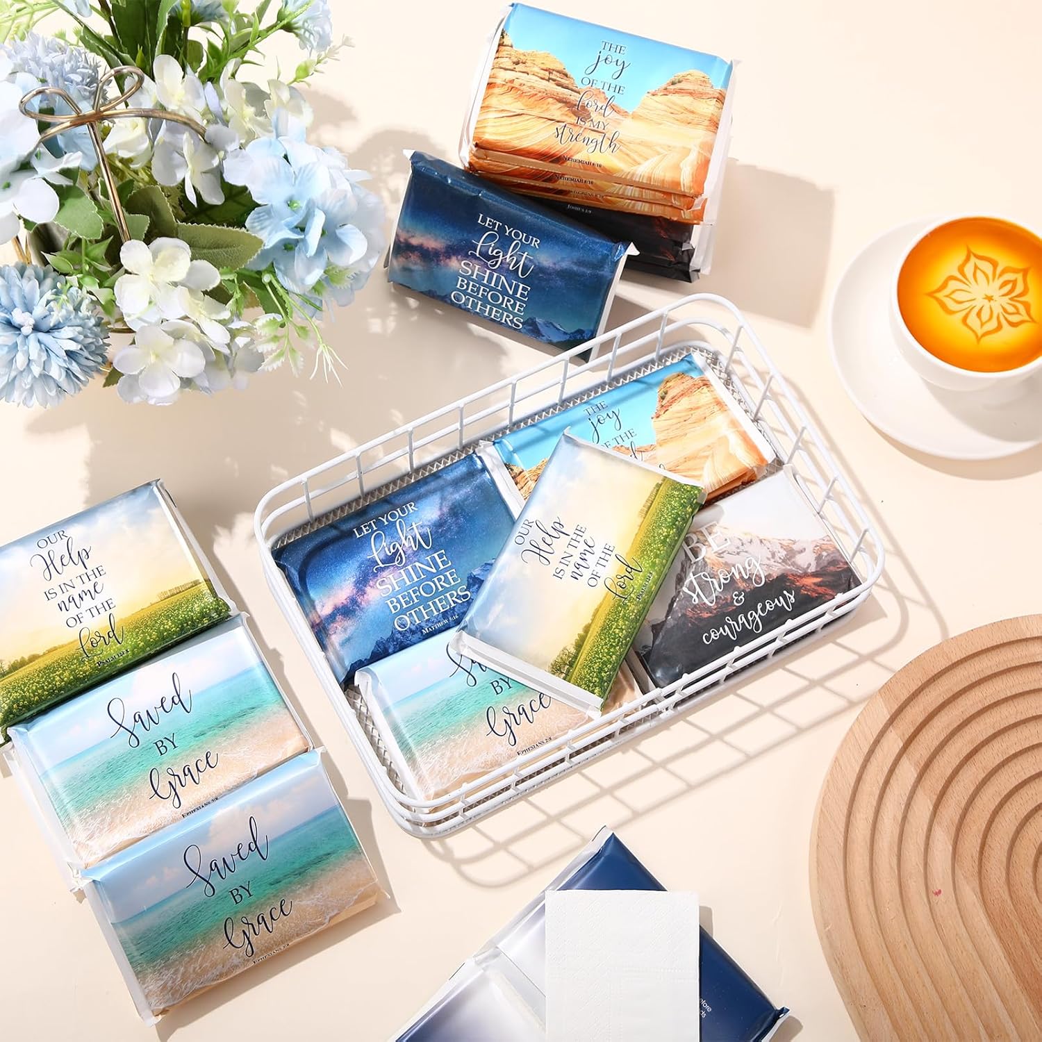 Outus 60 Pack Christian Pocket Tissues Travel Size 3 Ply Small Mini Religious Bible Verse Facial Tissues Individual 480 Sheets for Wedding Travel Sunday School Church Supplies(Christian) - Image 7