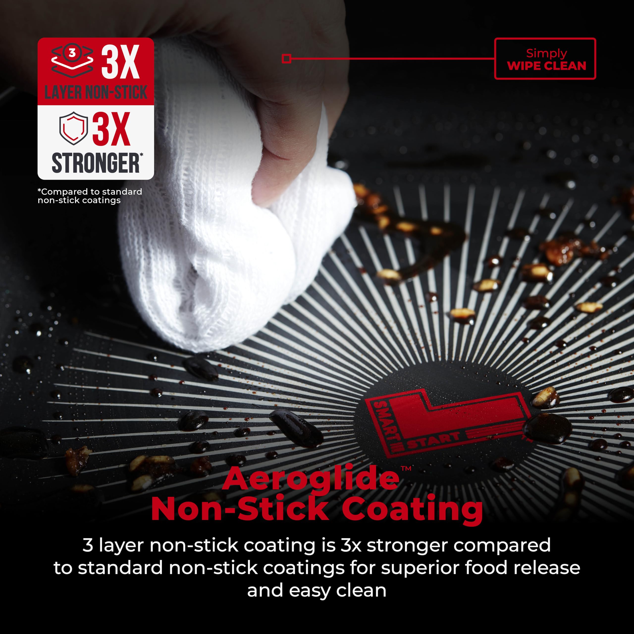 Tower Wok SmartStart Gourmet T700316 de aluminio con revestimiento antiadherente Aeroglide de 28 cm, compatible con inducción