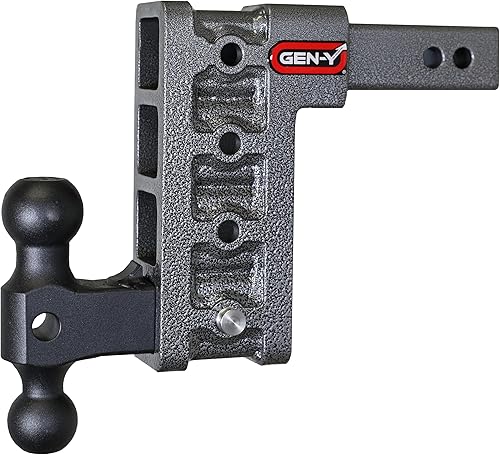 GEN-Y GH-514 MEGA-Duty - Enganche de caída ajustable de 7.5 pulgadas con doble bola GH-051 para receptor de 2 pulgadas, capacidad de remolque de
