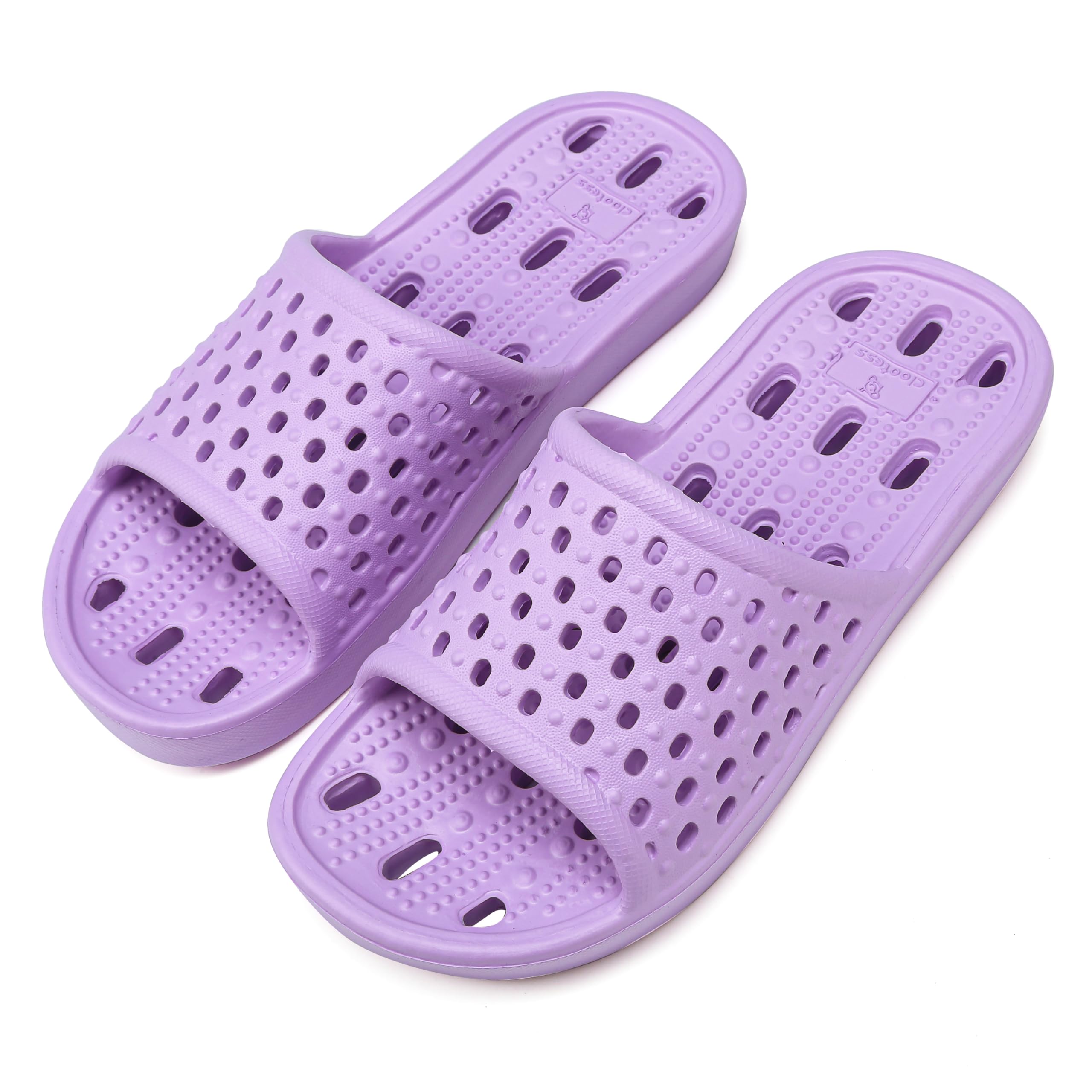 clootess Shower Shoes Slide for Men and Women Holes Bath Slipper Bathroom Sandal Pool Gym College Dorm Non-Slip