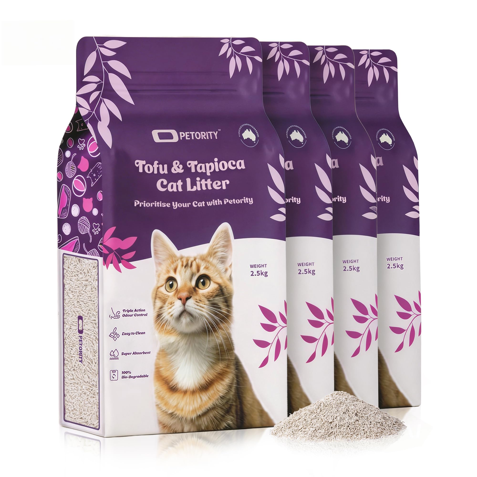 PETORITY Tofu Tapioca Cat Litter 10 kg, High Density Clumping Produced