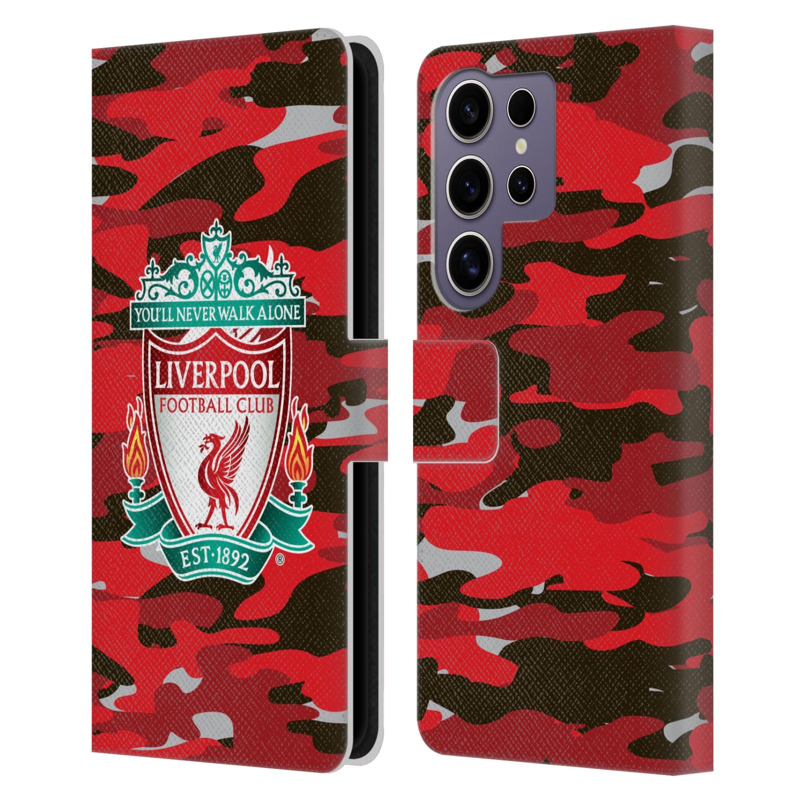 Head Case Designs Officially Licensed Liverpool Football Club Club Colourways Crest Camou Leather Wallet Case Compatible With Samsung Galaxy S25 Ultra