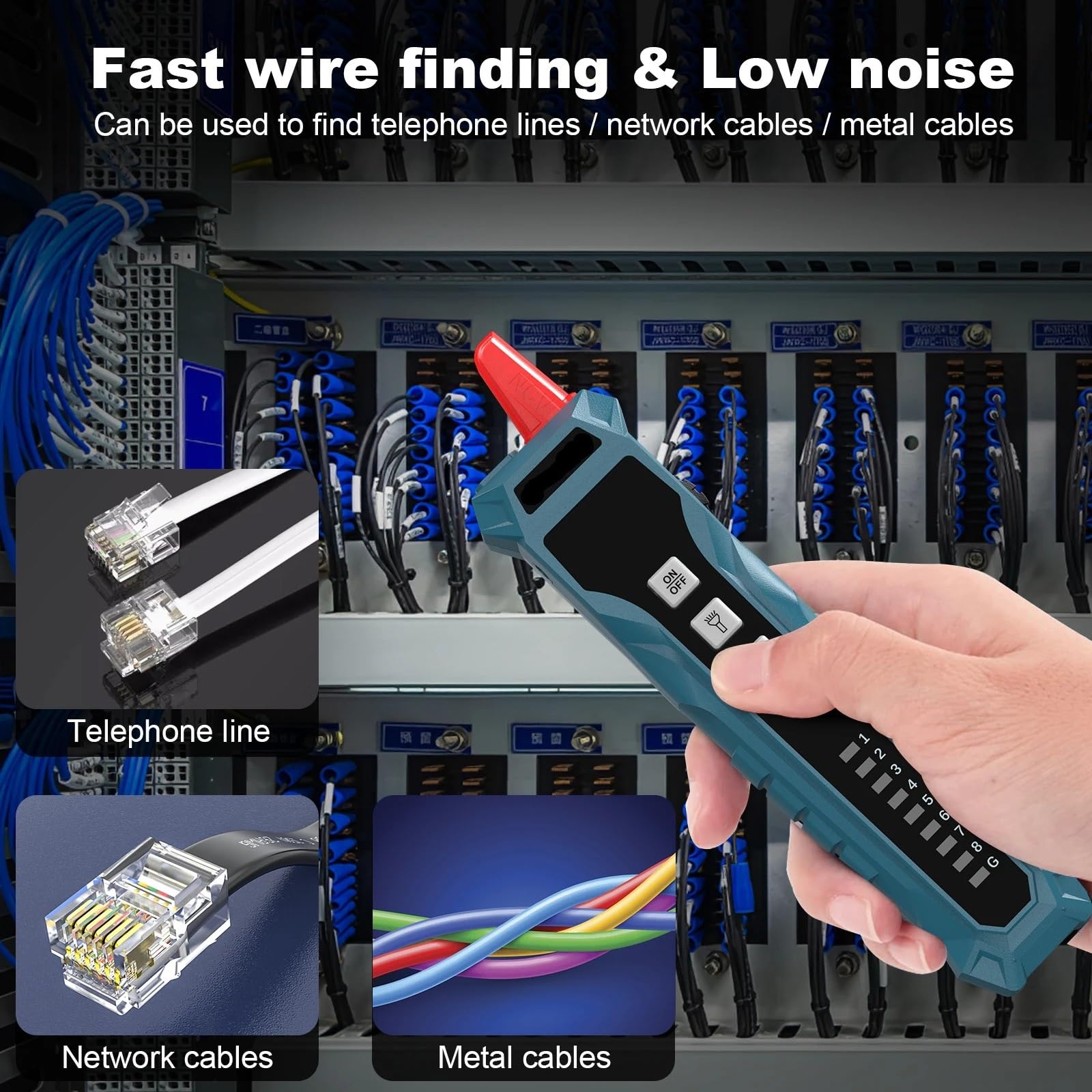 Tester Kabli Sieciowych, Wielofunkcyjny lokalizator linii RJ11/RJ45, urządzenie do testowania antyzakłóceniowego, przewodów, tester łączenia kabli sieciowych Ethernet
