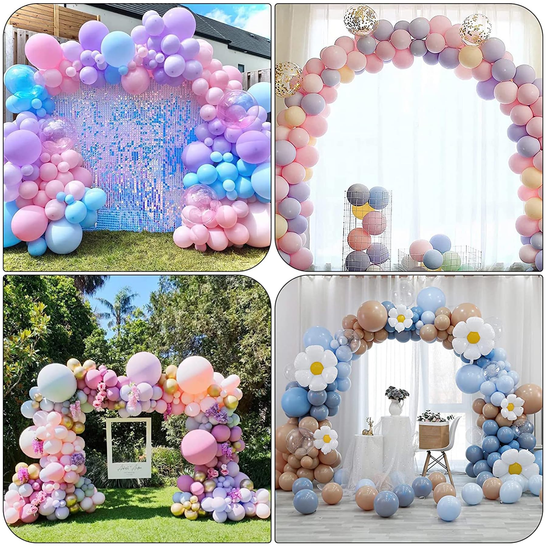 Kit Arco Palloncino Rotondo,Kit Arco Palloncini Bianco,Materiale Riutilizzabile,Supporto per Palloncini da Sscrivania Regolabile,utilizzato per compleanni,matrimoni,Natale e altre feste