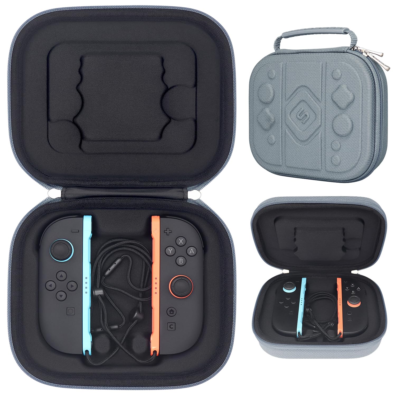 sisma Etui podróżne na Joycon 2 z Pasek, Torba przechowywania i ochronna na Pad do gier Switch 2, Szary
