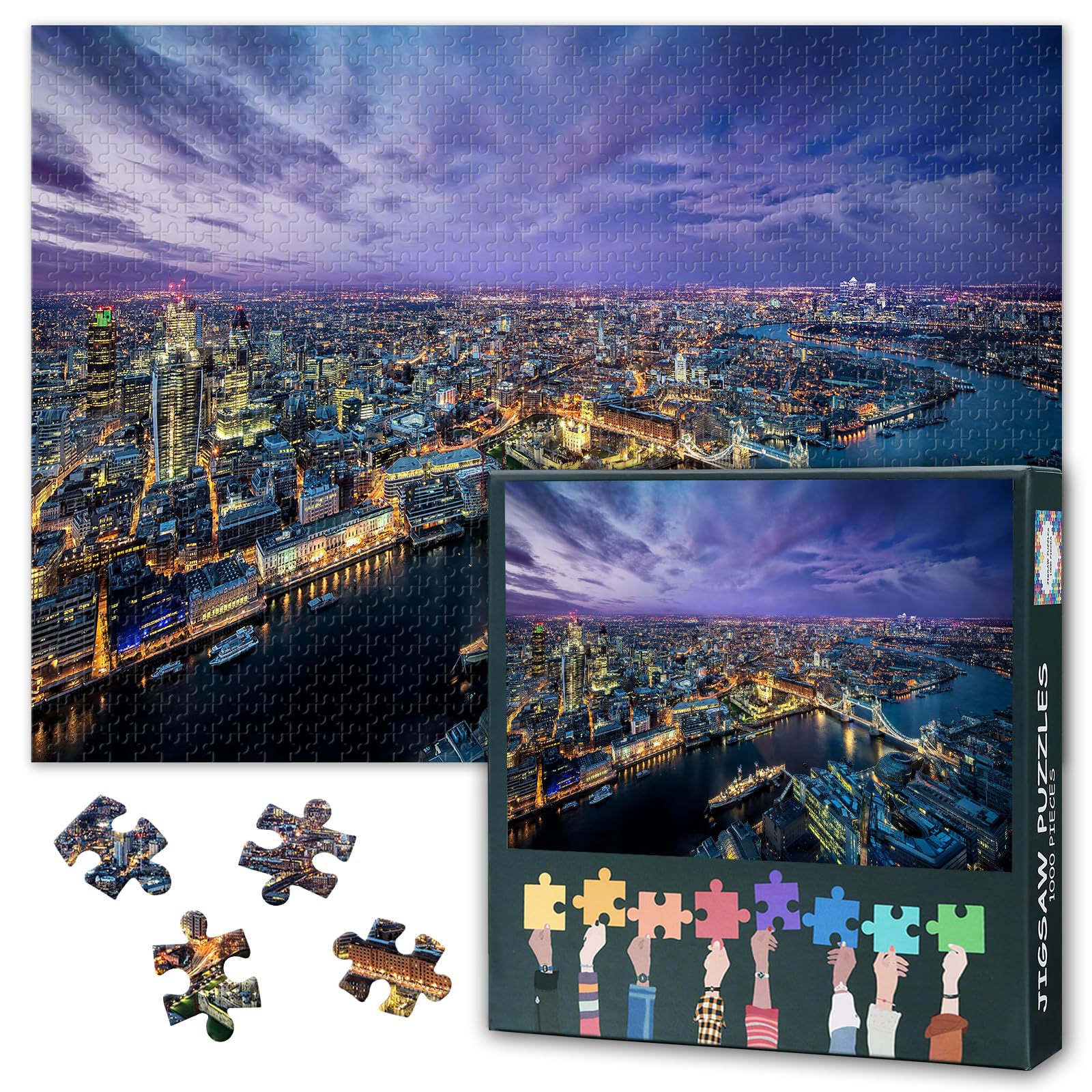 London UK Skyline Jigsaw Puzzle 1000 Pieces for Adults Greater London Cityscape Puzzle Iconic Bridge and Urban Landscape Wall Art Home Decor Challenge 27.5x19.7 Inch โ image 1