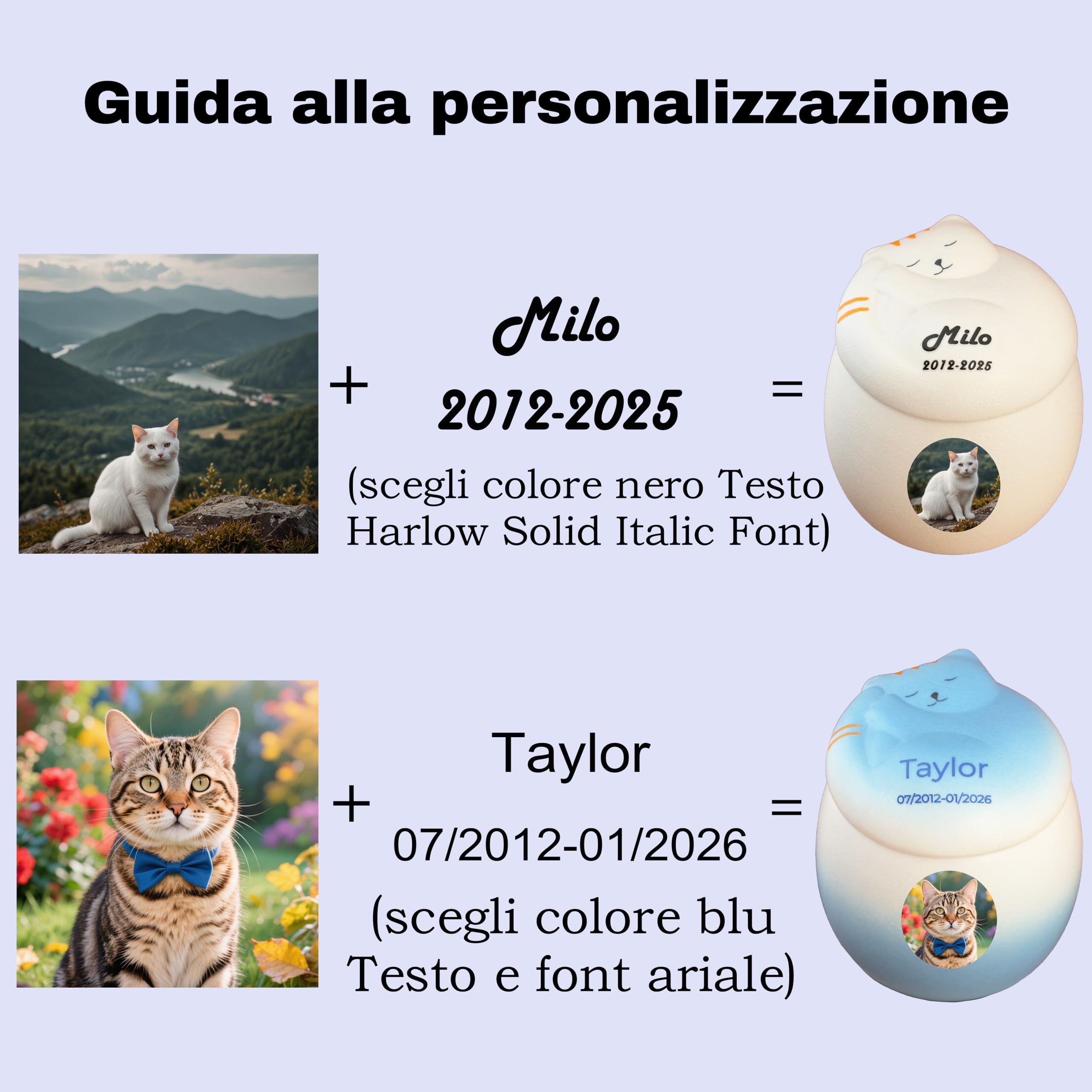 Urna per gatti,Urna per animali domestici per ceneri di gatti, personalizzate personalizzate,Urna in ceramica,Fatto a mano,Urna per piccoli animali (nero)