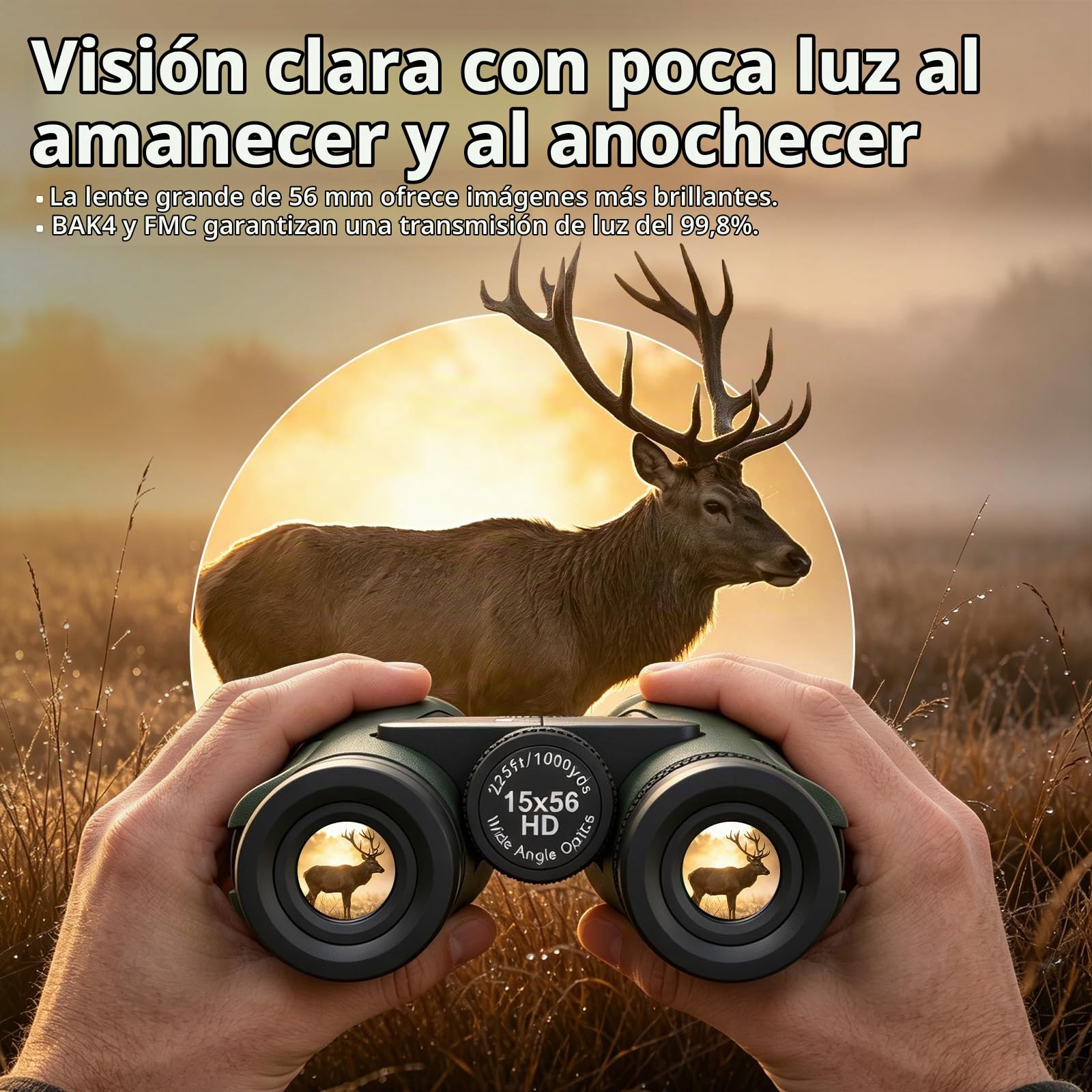 Prismáticos de 15 x 56 Pulgadas para Adultos de Alta Potencia, prismáticos Aurosports HD, visión Grande con Poca luz, Ligeros, fáciles de enfocar, observación de Aves, Caza, Senderismo, Crucero