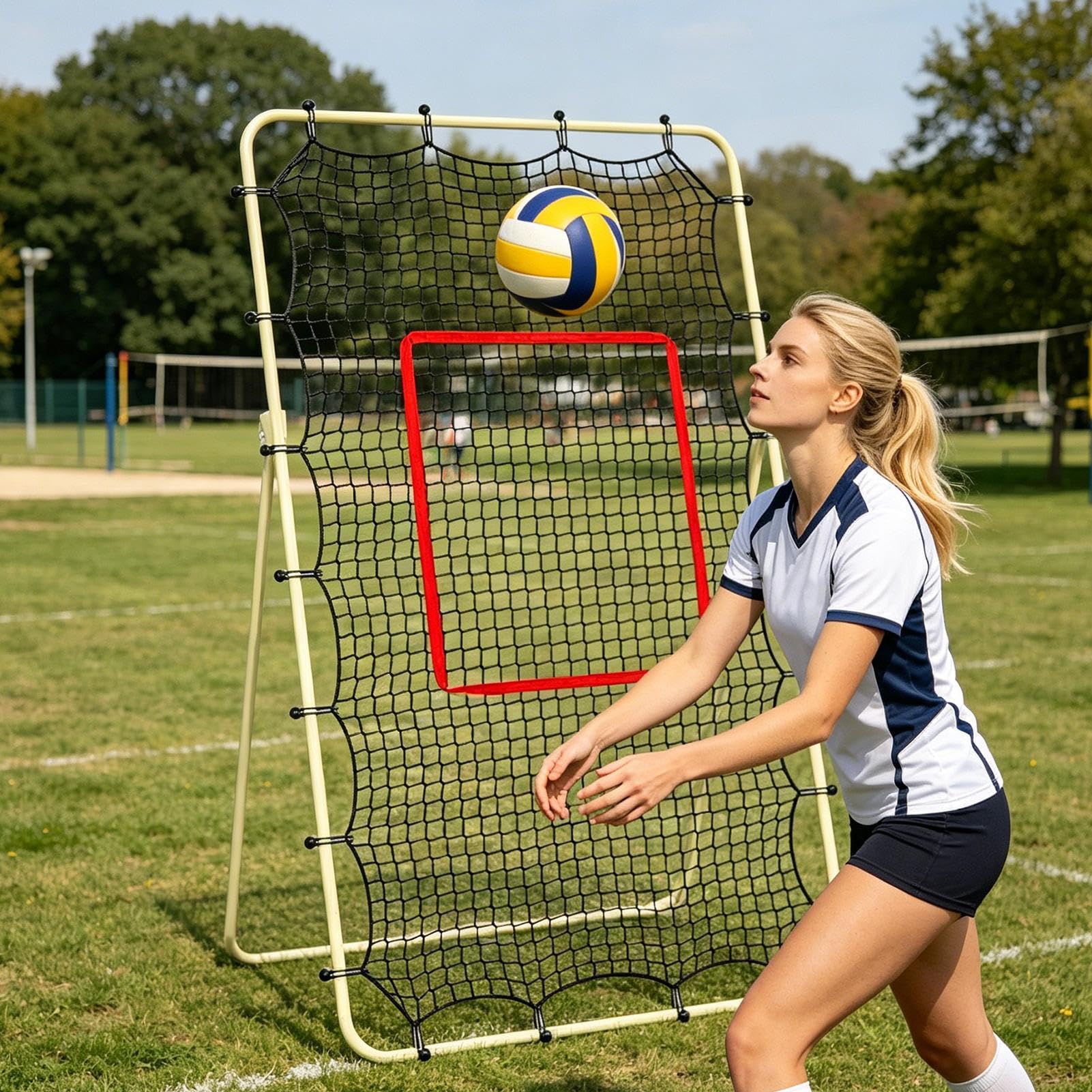 Rebounder do siatkówki, , z akcesoriami, siatka, trener, na kort basenowy, plażę, do domu, na siłownię, do szkoły, parku, nastolatków, dorosłych, trenerów