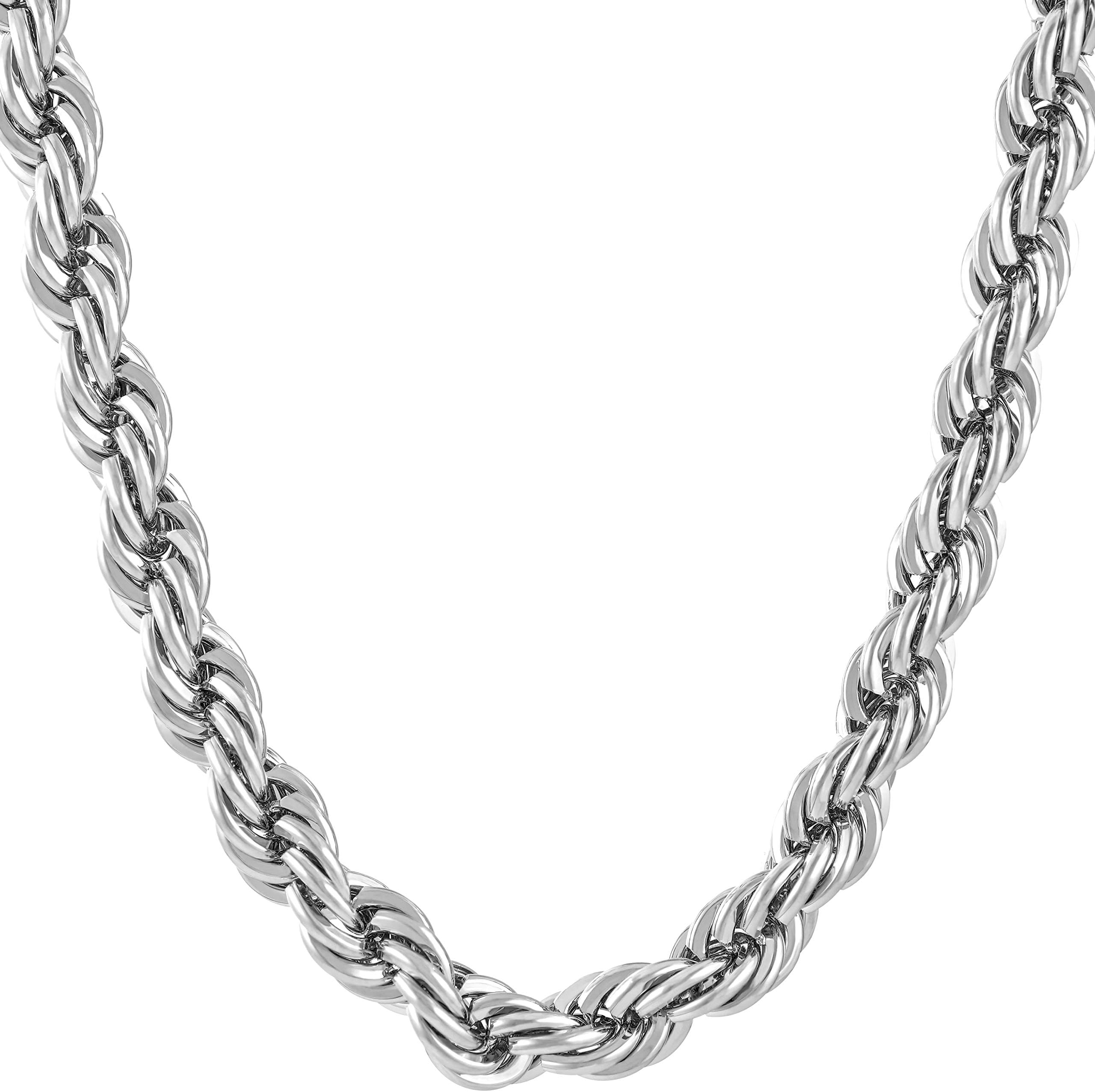7mm Gold Rope Chain for Men & Women - Diamond Cut 24k Real Gold Plated Necklace - Durable Clasp - with Lifetime Replacement