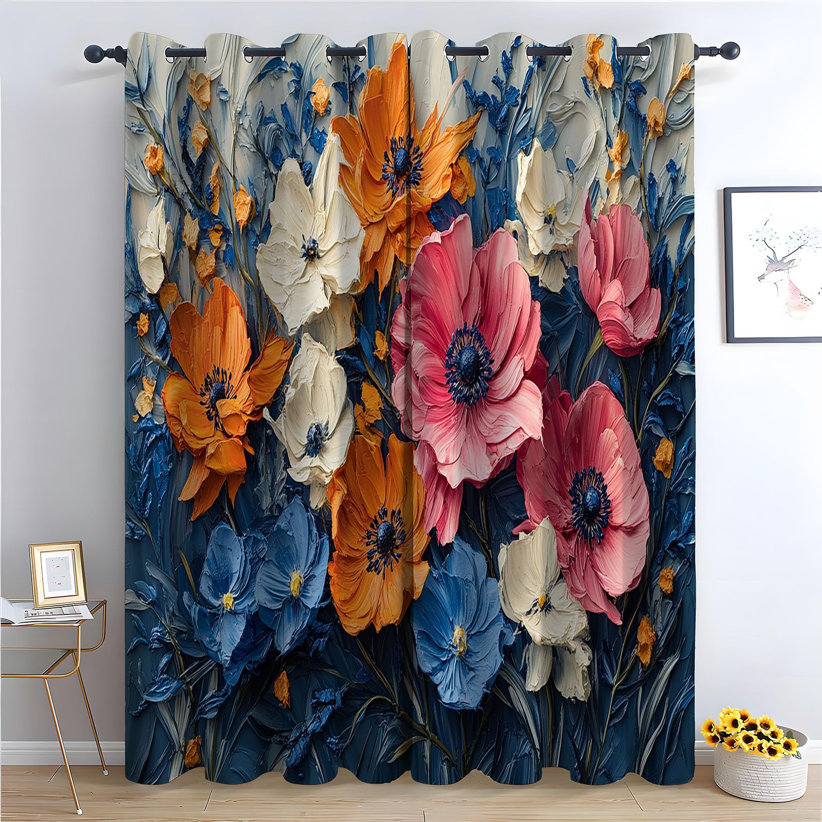 Rideaux de qualité supérieure au design imprimé floral et forêt