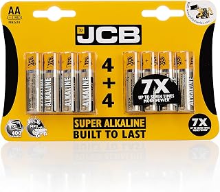JCB Super Alkaline AA/LR6 Battery Pack of 4+4 (8 Pack)