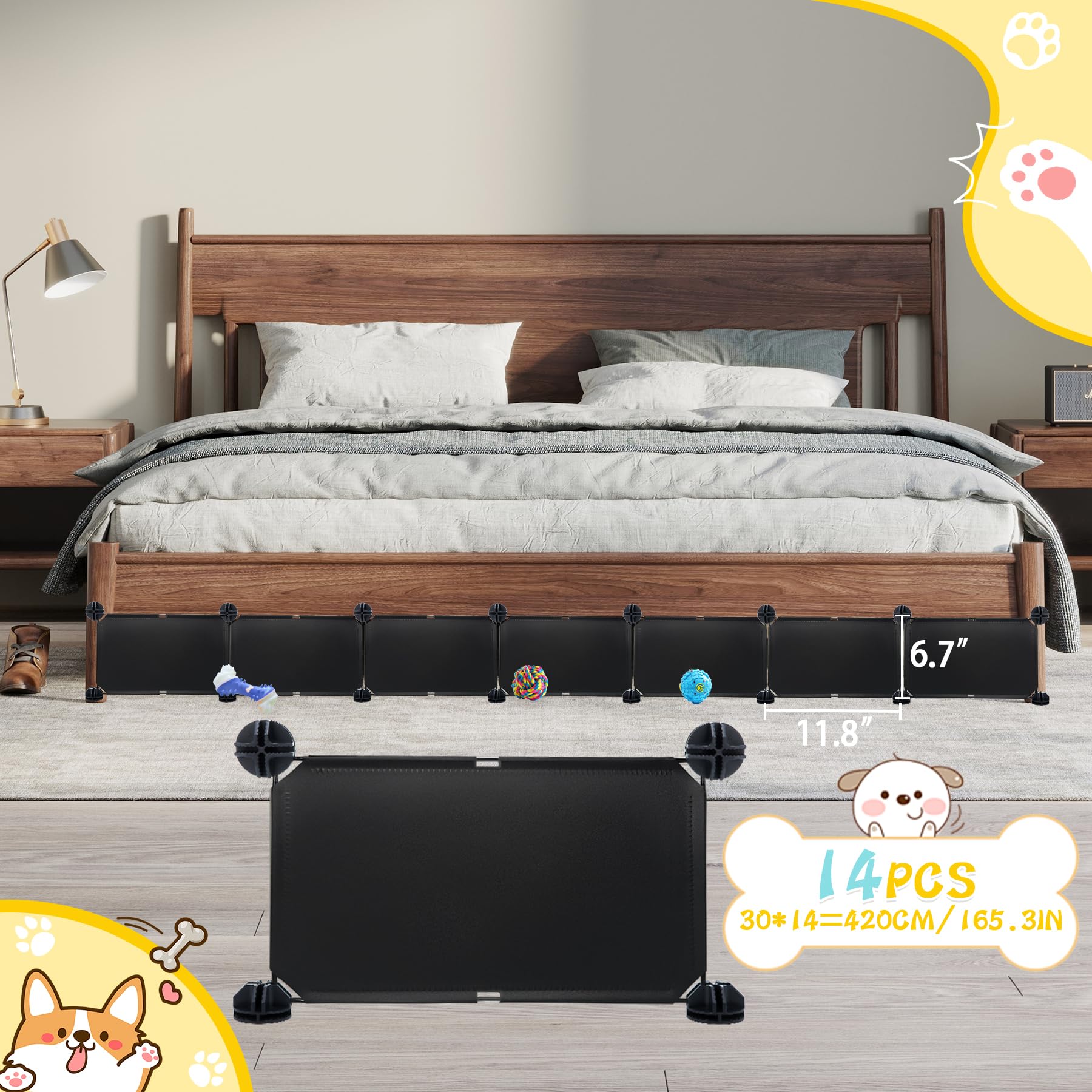 Unterbett-Blocker Für Haustiere – Verstellbare Länge, 30 Cm Hoch, Hält Hunde & Katzen Fern (versch. Sets)
