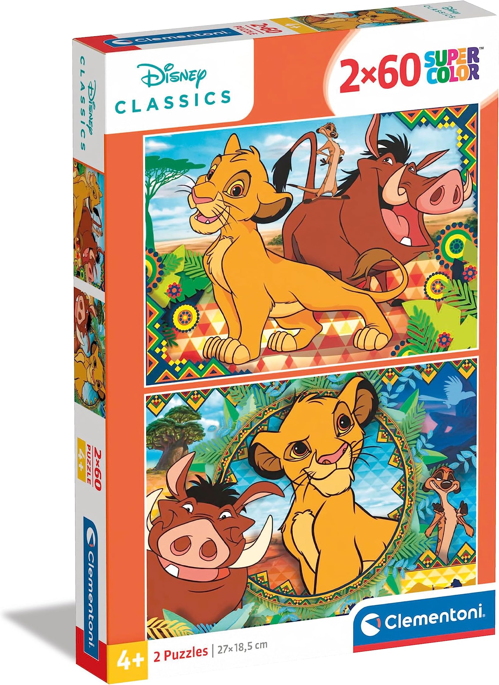 Clementoni - 21604 - Supercolor Puzzle for children - Disney Lion King - 2 x 60 Pieces Puzzle