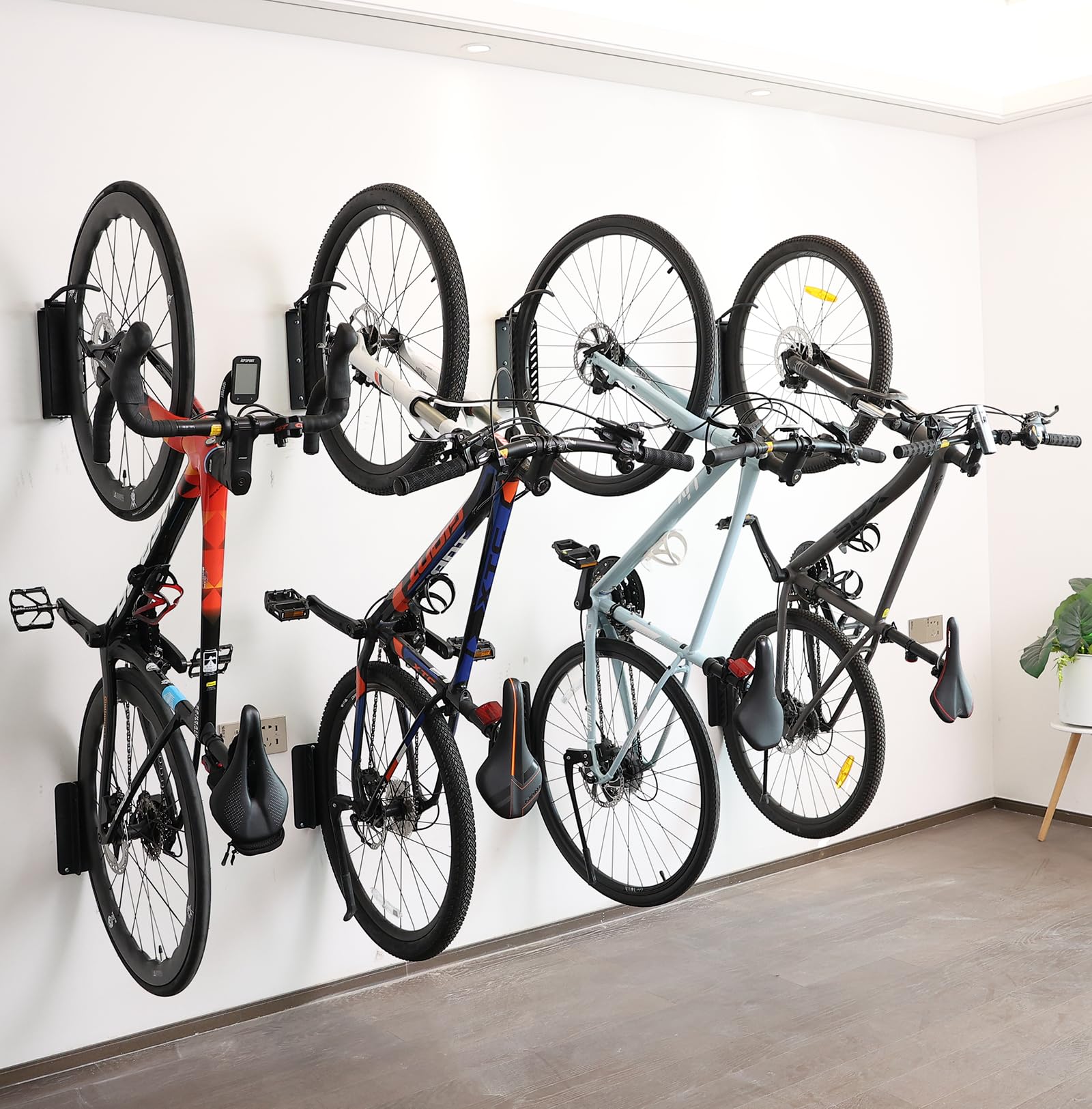 PHUNAYA Soporte de pared vertical para bicicleta, ganchos giratorios para garaje, soporte de bicicleta, ganchos de bicicleta, almacenamiento de jardín interior y exterior, 1 paquete