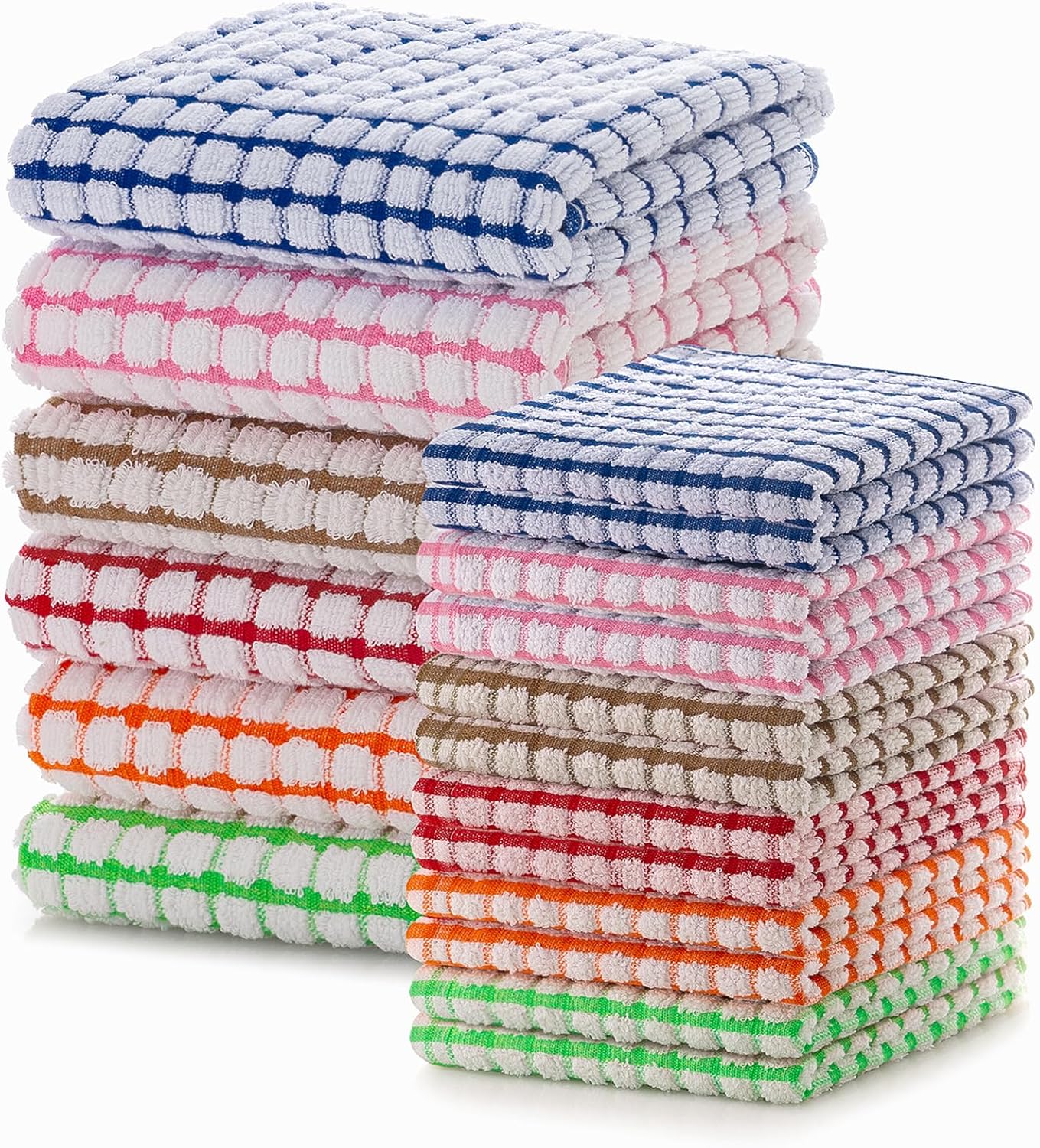 100% Cotton Kitchen Towels and Dishcloths Set, Set of 18 Kitchen Towels Set, 6Pcs 16 x 25 Inches and 12Pcs 12 x 12 Inches, Checkered Designed, Super Soft and Absorbent Kitchen Towels Sets 100% Cotton Kitchen Towels and Dishcloths Set, Set of 18 Kitchen Towels Set, 6Pcs 16 x 25 Inches and 12Pcs 12 x 12 Inches, Checkered Designed, Super Soft and Absorbent Kitchen Towels Sets