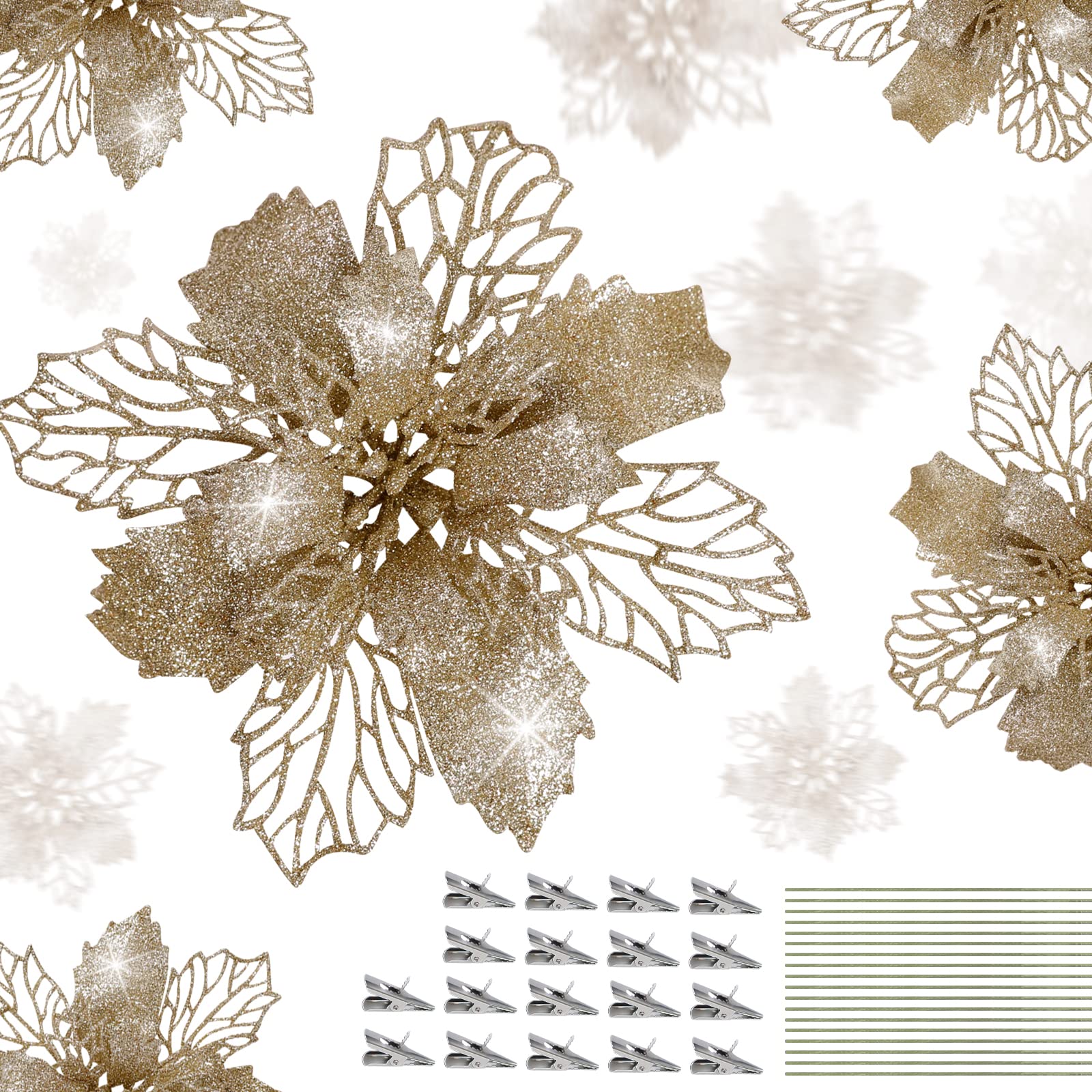 TOYZFRIENDY Weihnachtsblumen Dekoration - 10 Stück Künstliche Blüten Für Baum