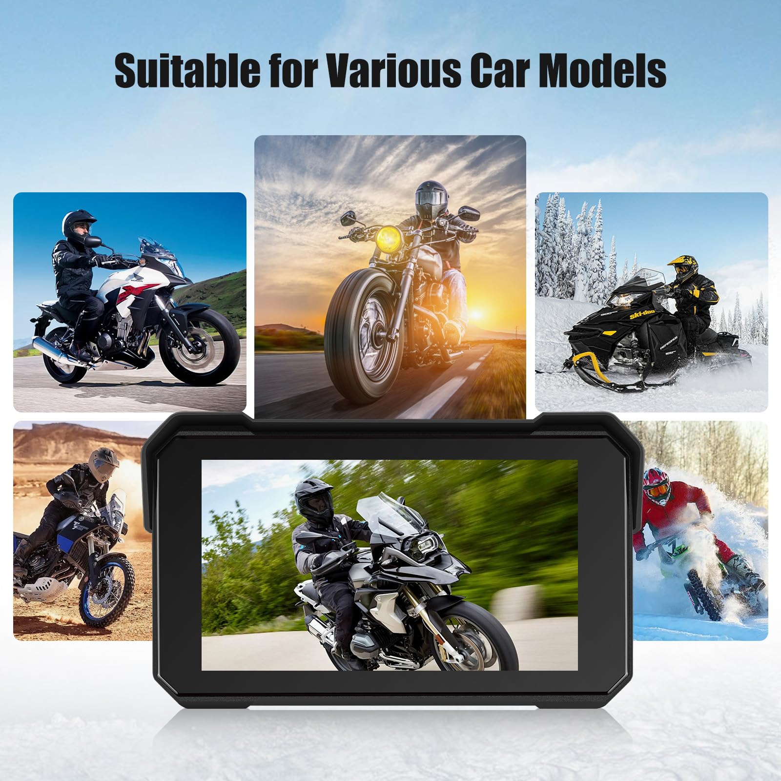 5 Inch Motorcycle Carplay GPS Navigation System with Carplay and Android Auto Portable Screen with Bluetooth, Navigation, Siri, Google Assistant（Not Inchluded TPMS） — view 5