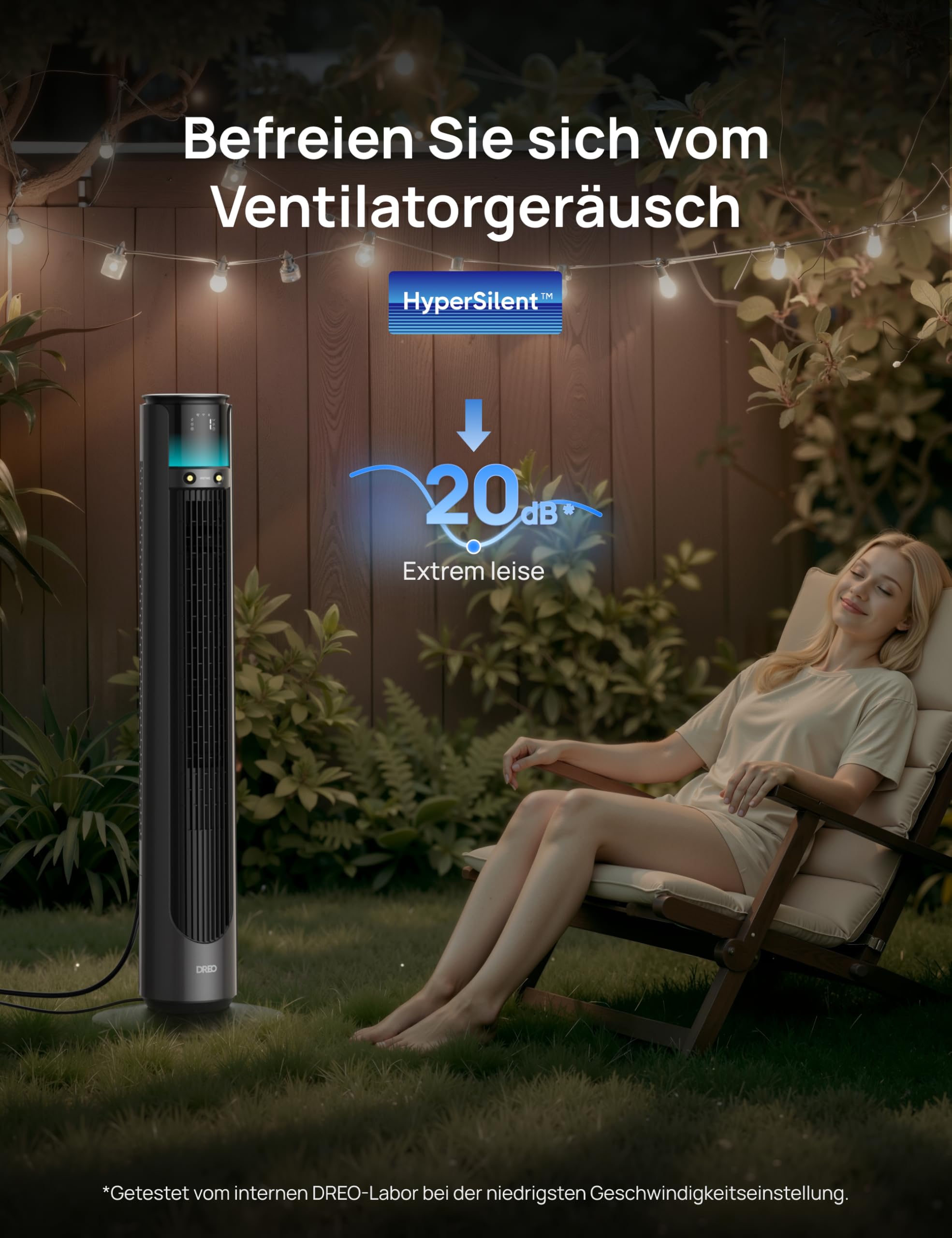 DREO TurboCool Outdoor Nebelventilator 711AS, 10 m/s Leistung, 12 Stufen, 4 Modi, intelligenter Standventilator, 150° Oszillation, 20 dB leise, DC-Motor, wetterfest, für Innen- & Außenbereich