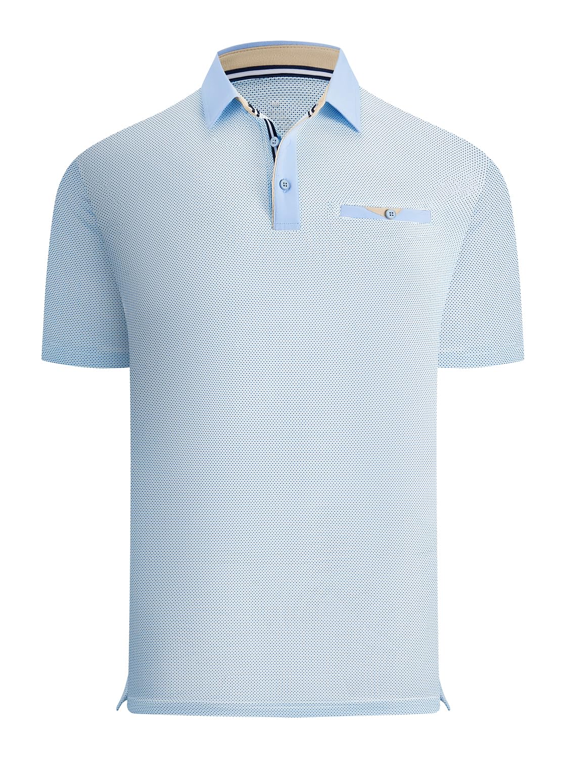 Damipow Golf Shirts for Men Dry Fit Short Sleeve Print Collared Polo Shirt