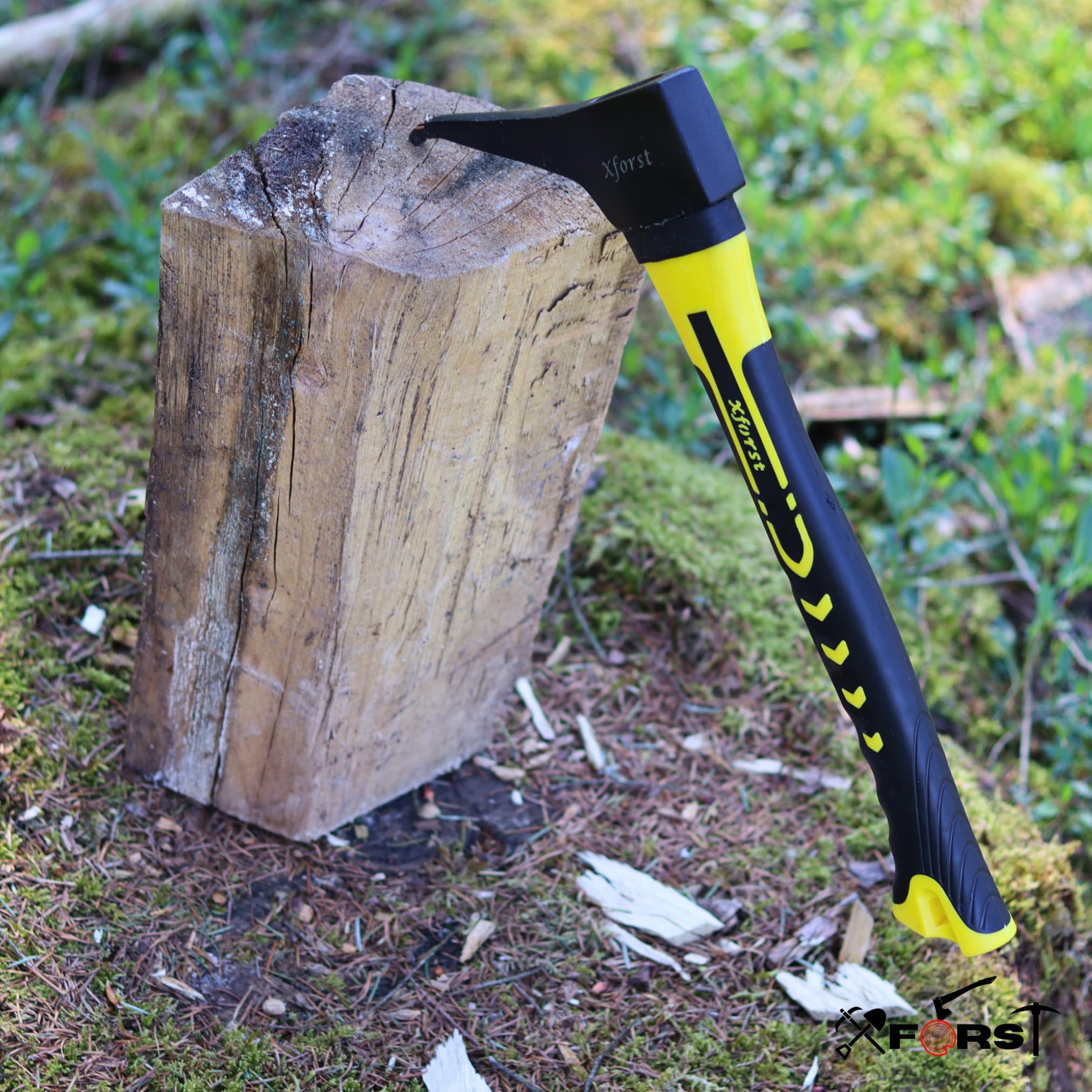 Xforst Sapie à Main Compacte 38 cm Bûcheron – Sappie Forestier Porte-Marteau Inclus, Manche Fibre Verre Antidérapant, Crochet Acier Carbone Forgé pour Bûches, Troncs & Bois – X-P55F BX