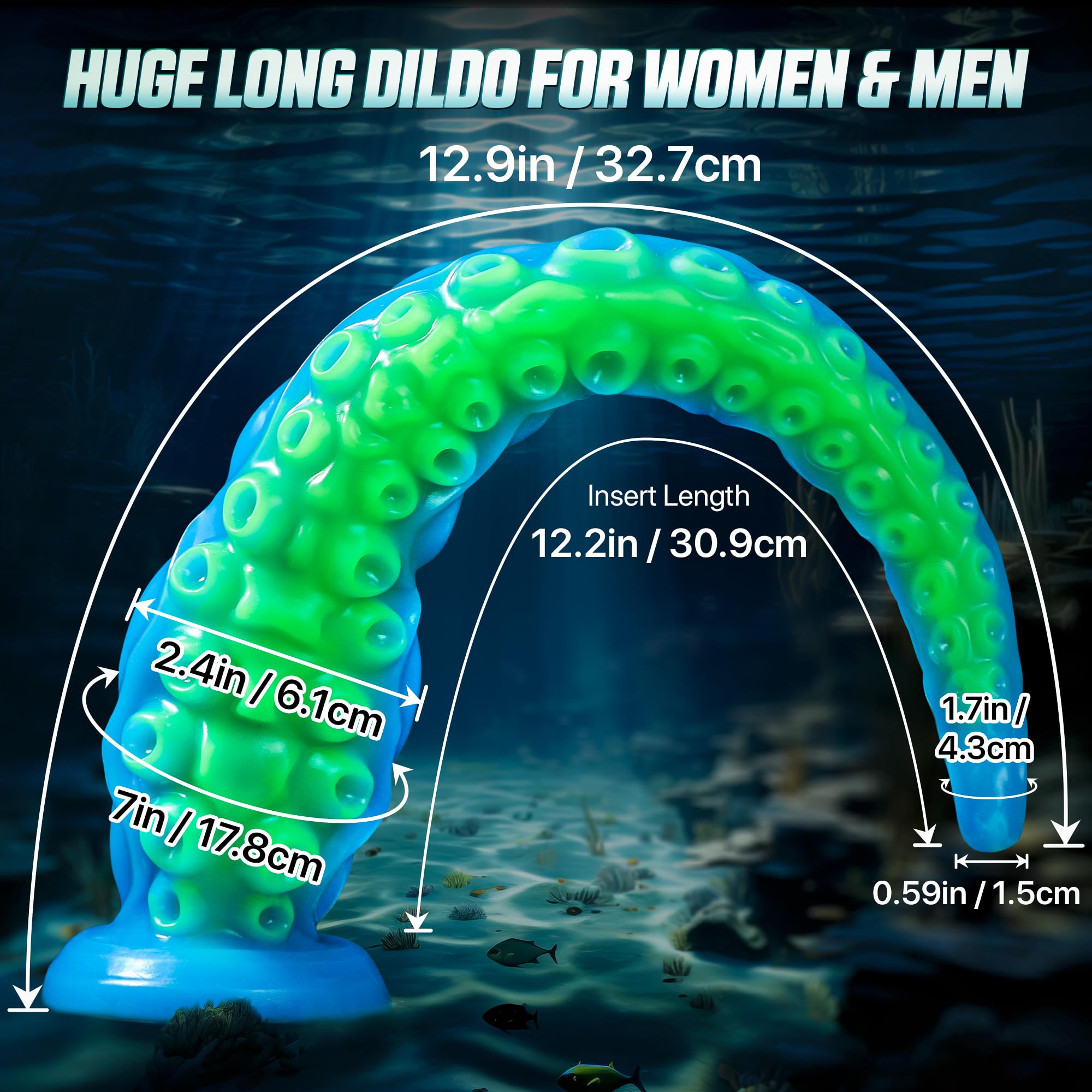 Luminous Tentacle Dildo Sex Toy - 12.9'' Anal Dildos Adult Toys, Strong Suction Cup Dildo Anal Sex Toys for C U G-Spot Stimulation, Soft Silicone Huge Dildo Womens Sex Toys for Men Couples Sex Machine
