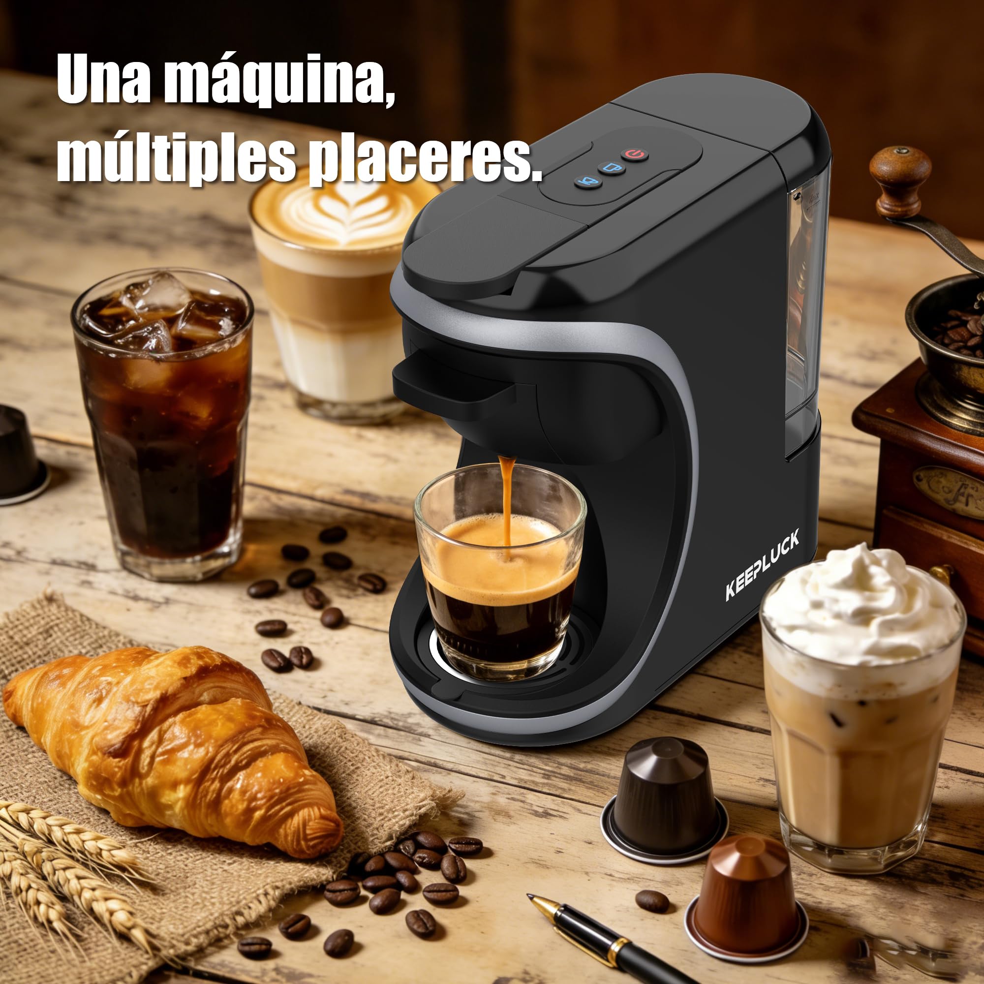 Cafetera de cápsulas 3 en 1 para Nespresso Original/para Dolce Gusto/polvo, compacta y ahorra espacio, 600 ml (ST-551)