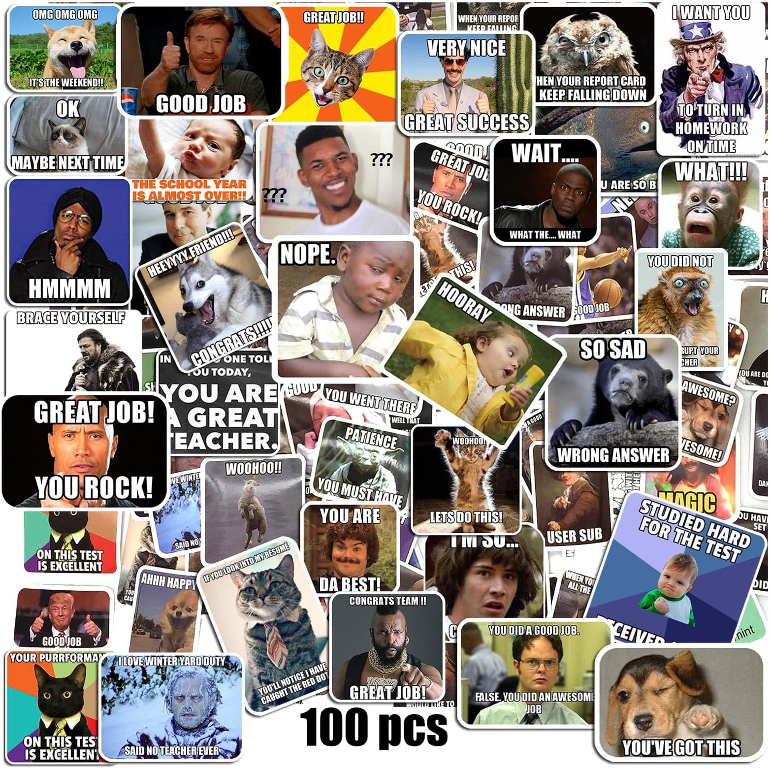 Teacher Sticker,Rewards Stickers, Meme Stickers for Teacher,Meme Sticker 100PCS