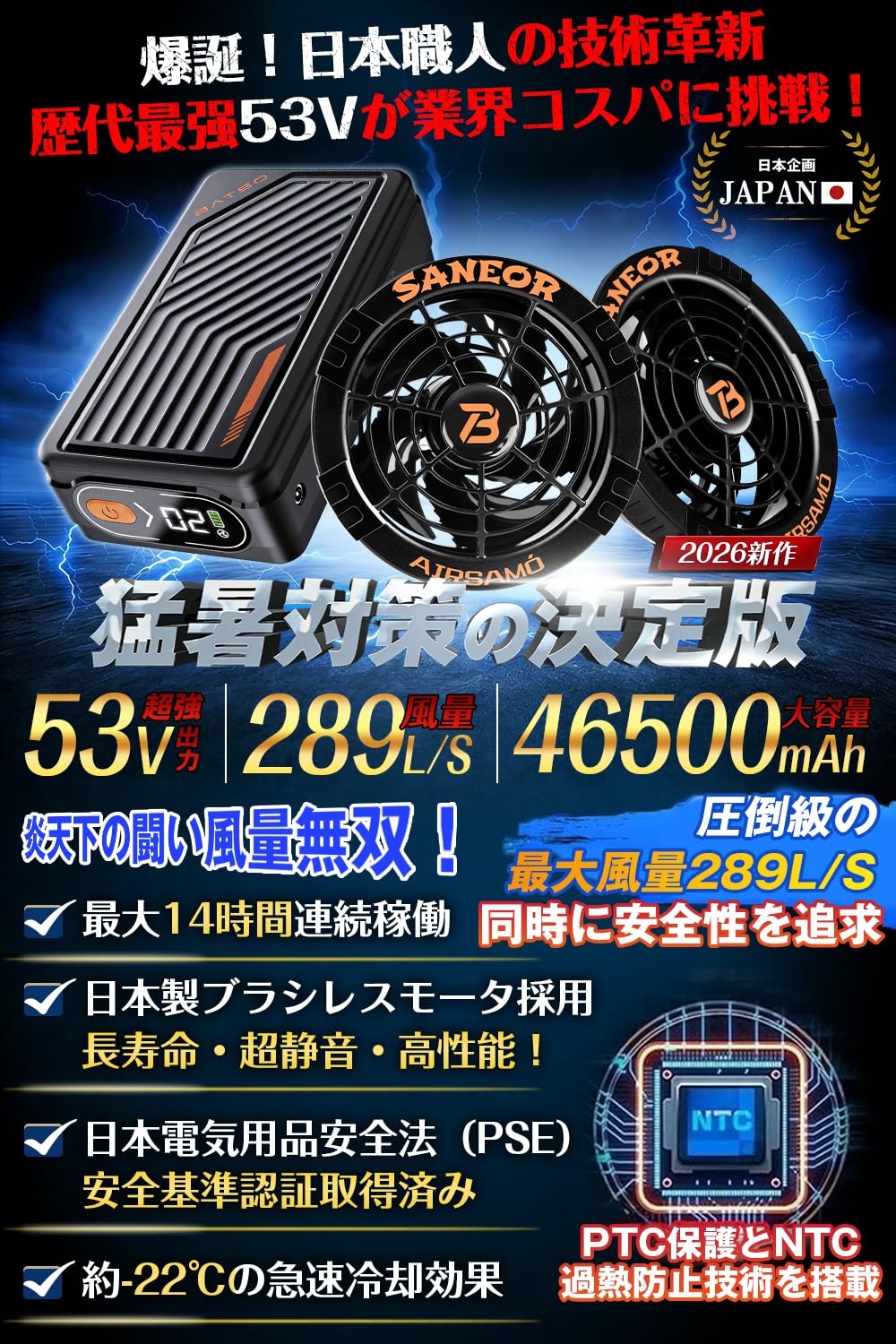 Amazon.co.jp: 【2026衝撃登場 53V業界超強】ファンバッテリーセット
