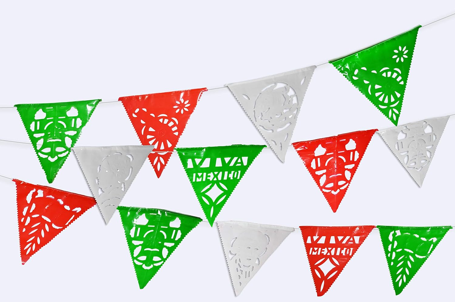 115 ft long Mexican 75 Flag pennant banner.5 Pack Banderines,Plastic Papel Picado for fiesta party decorations supplies multicolor, cinco de mayo celebrations, Grand Opening