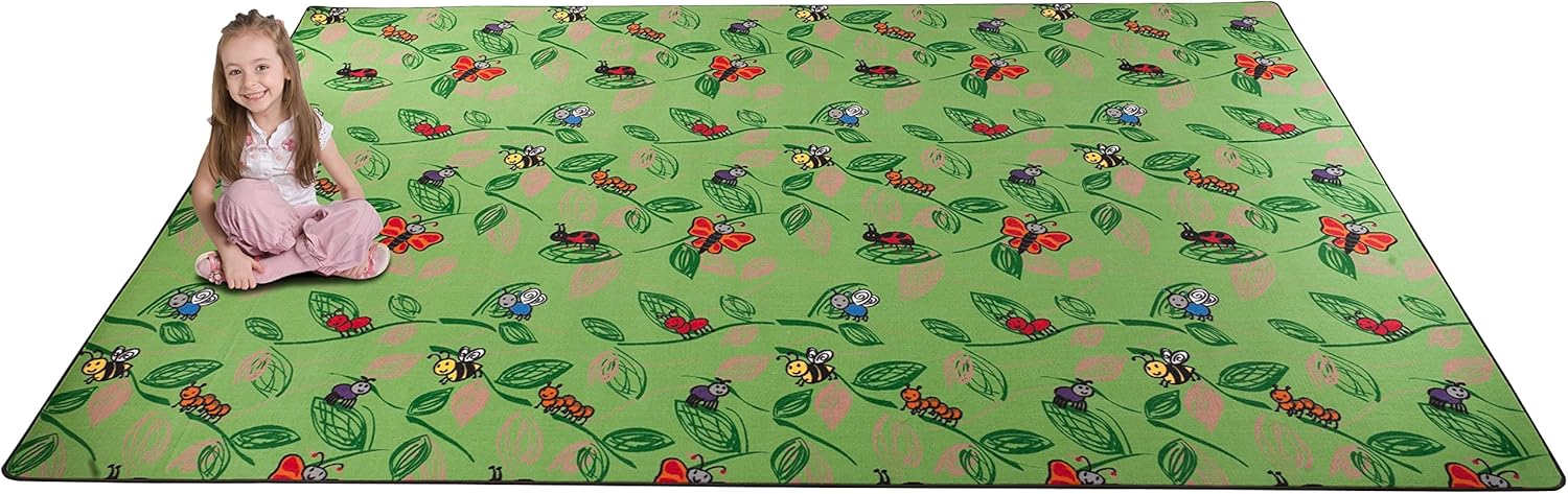 KIDCARPET.COM Buzzy Bugs Nylon Area Rug, 6' x 9', Multicolored