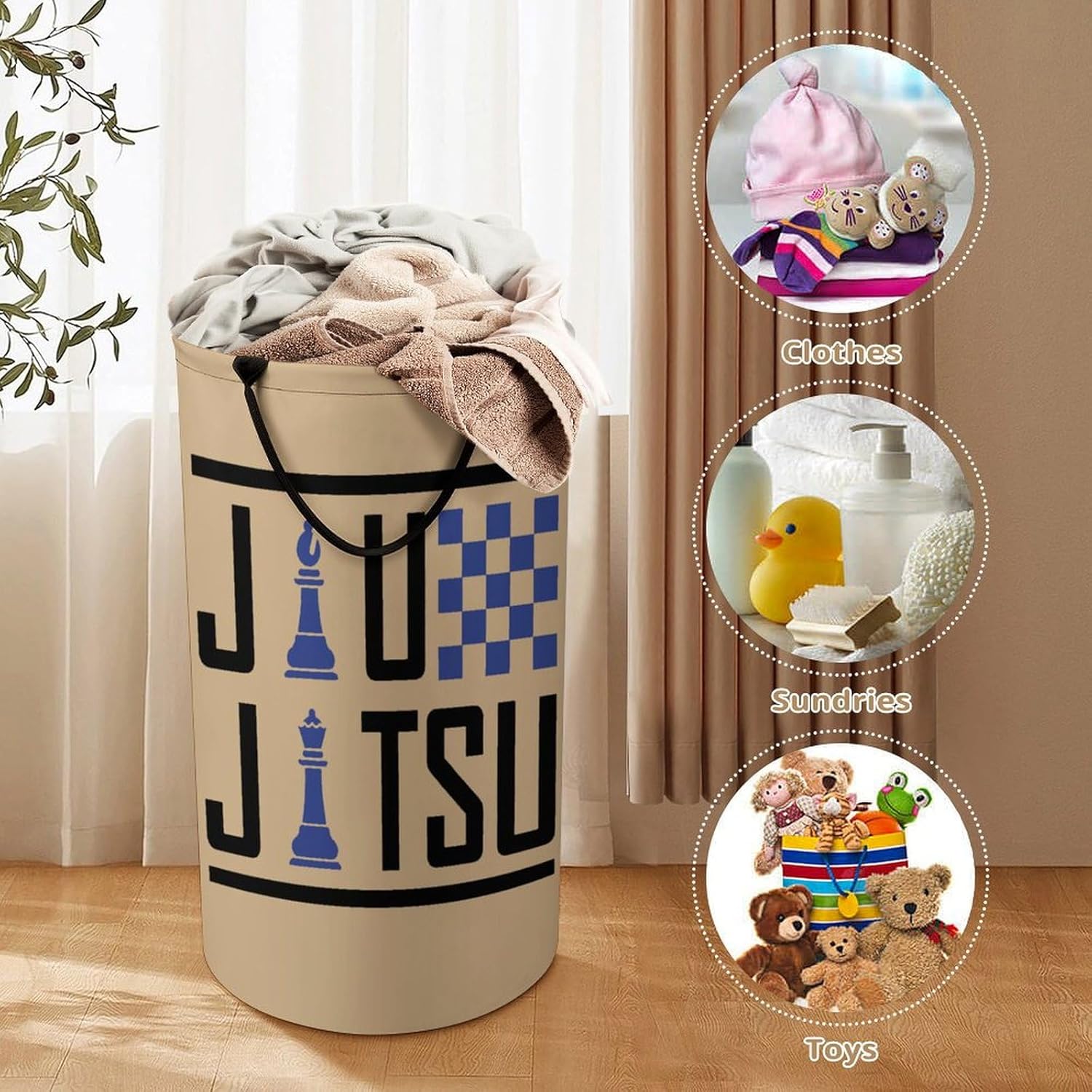Jiu-Jitsu Chess Large Laundry Basket Dirty Clothes Bag Collapsible Laundry Hamper with Handle