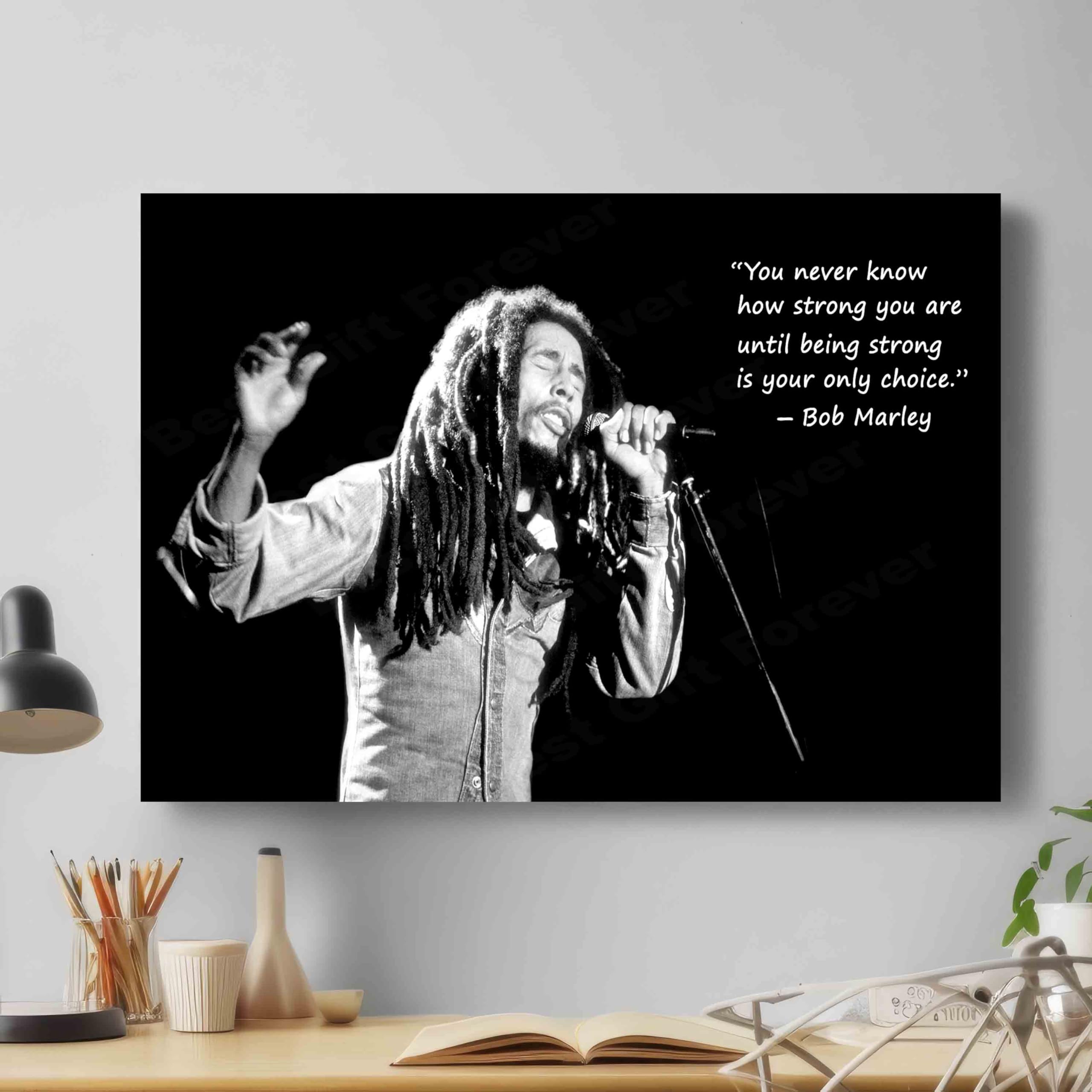 Yes Art Black And White Bob Marley Music Iconic Large Canvas Wall Art Picture Print 76Cmx50cm