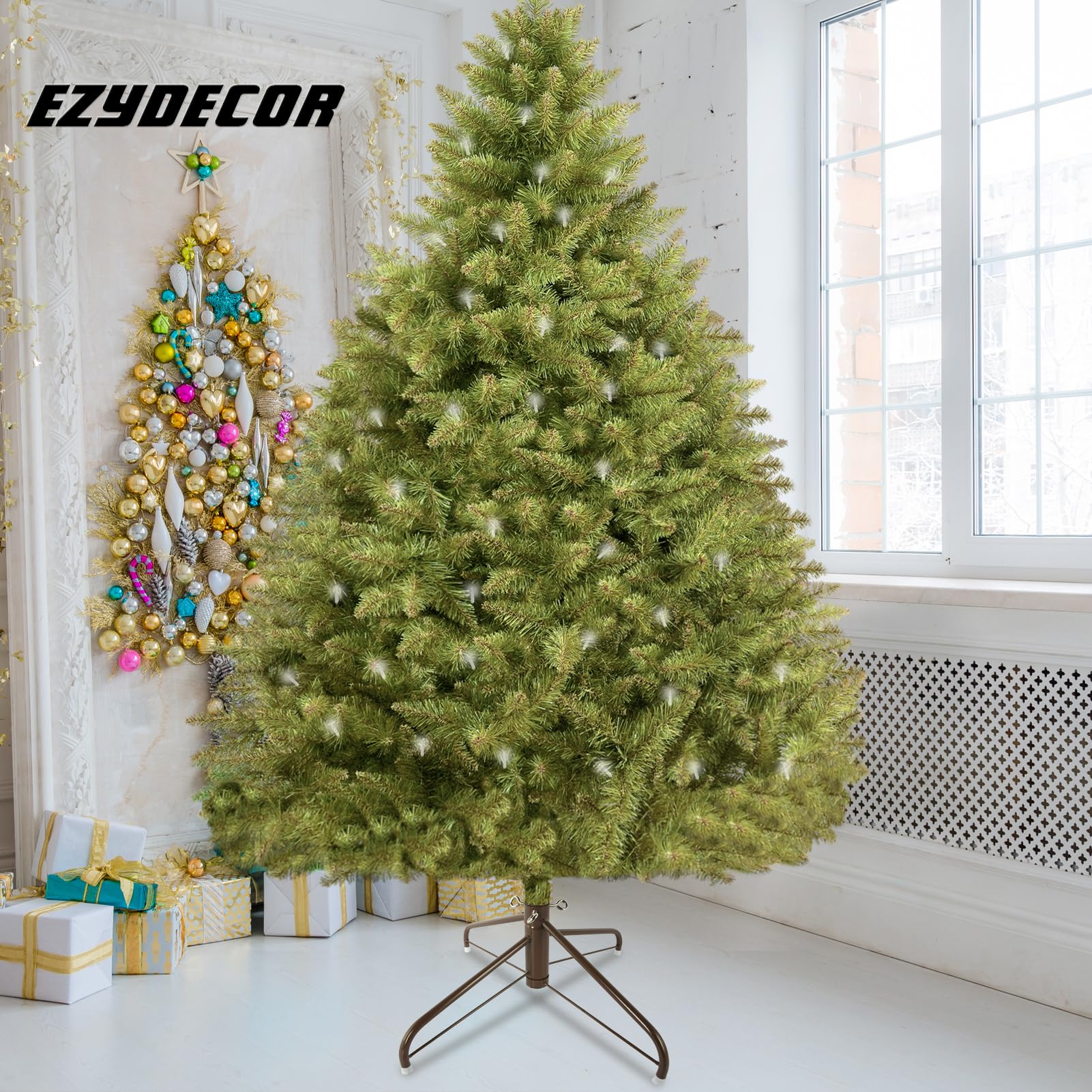 EZYDECOR Support de sapin de Noël marron de 50 cm, base de sapin de Noël en métal massif de rechange pour arbres artificiels, décoration d'intérieur (marron) 50 cm