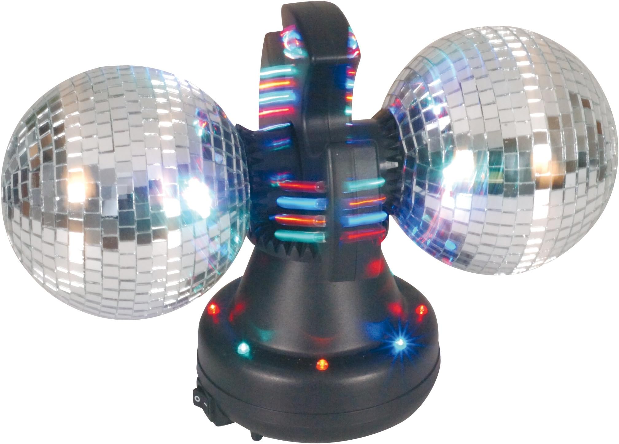 Naeve Leuchten Disco Lamp Table-Mirror - 32 Rotor / with LED colour changer, 12 V, 600 MA / 50 Hz / on / off switch 36 CM / 21 CM / Diameter 21 CM / Ball Diameter 11 CM Mirror with Plastic Motor 539261 Black / Multi-Coloured